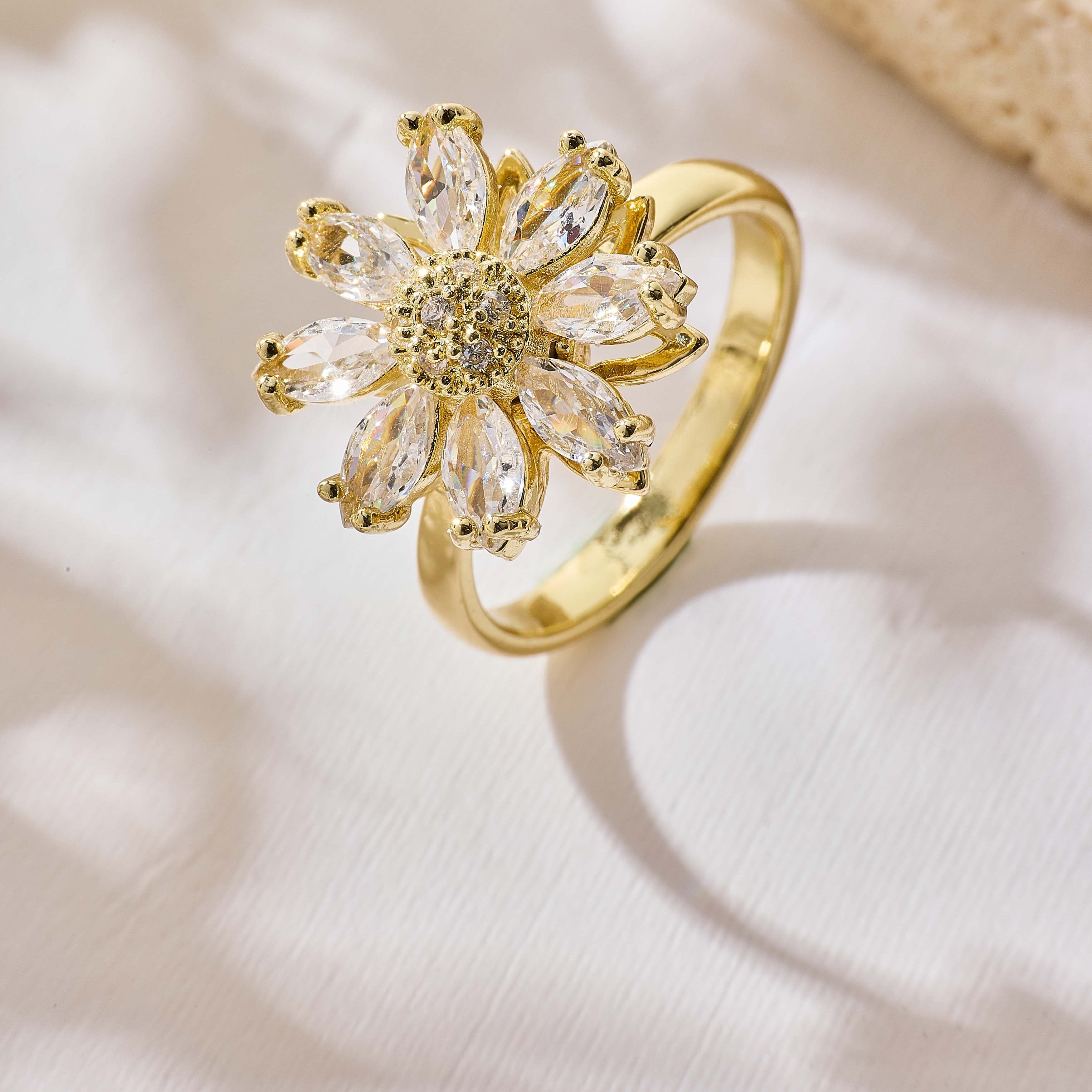 Flower Cubic Zirconia Ring R2918