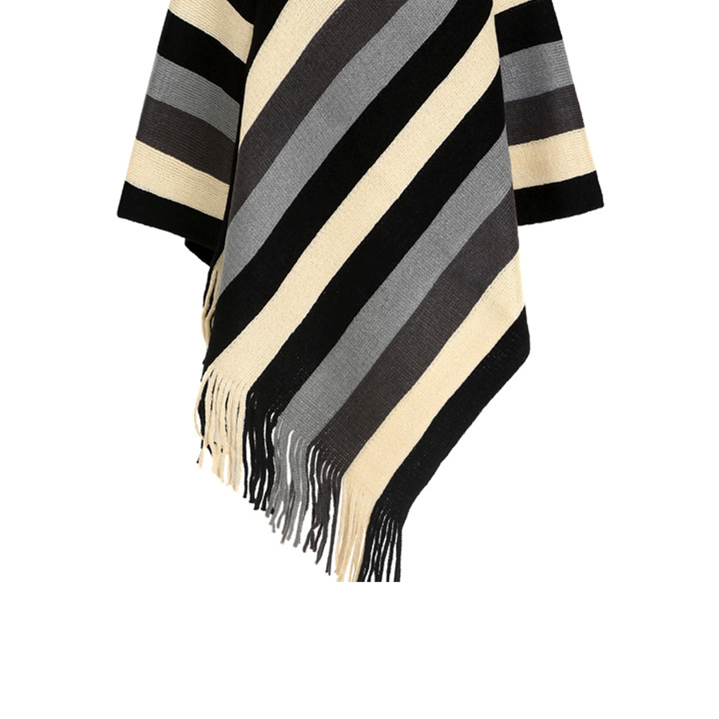 Multicolor Striped Poncho S0136