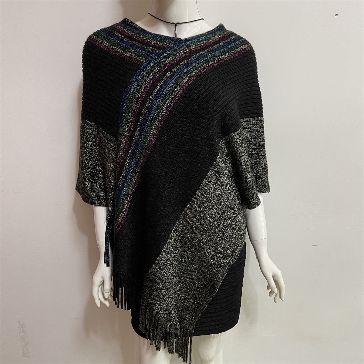 Striped Knit Scarves Cloak S0167