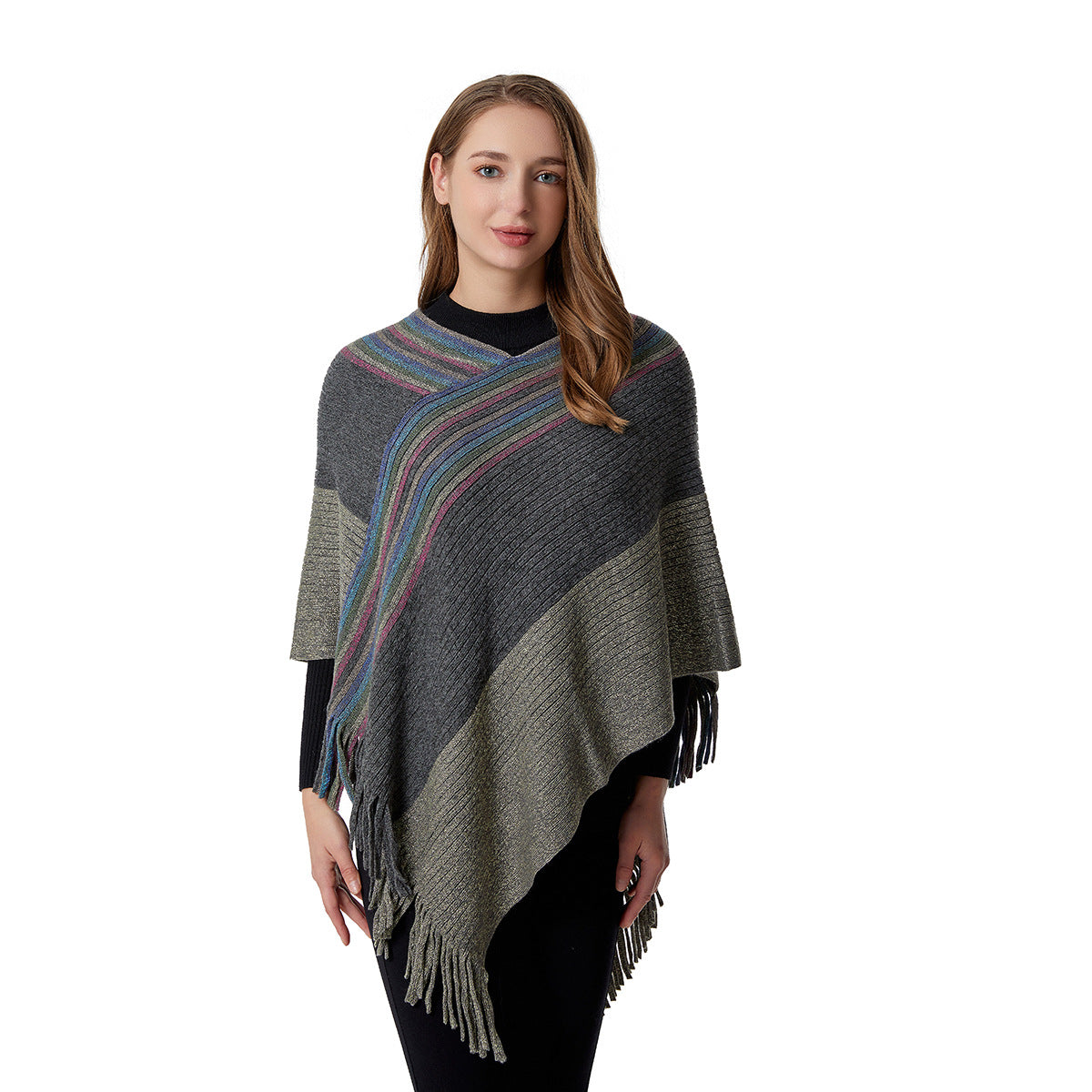 Striped Knit Scarves Cloak S0167