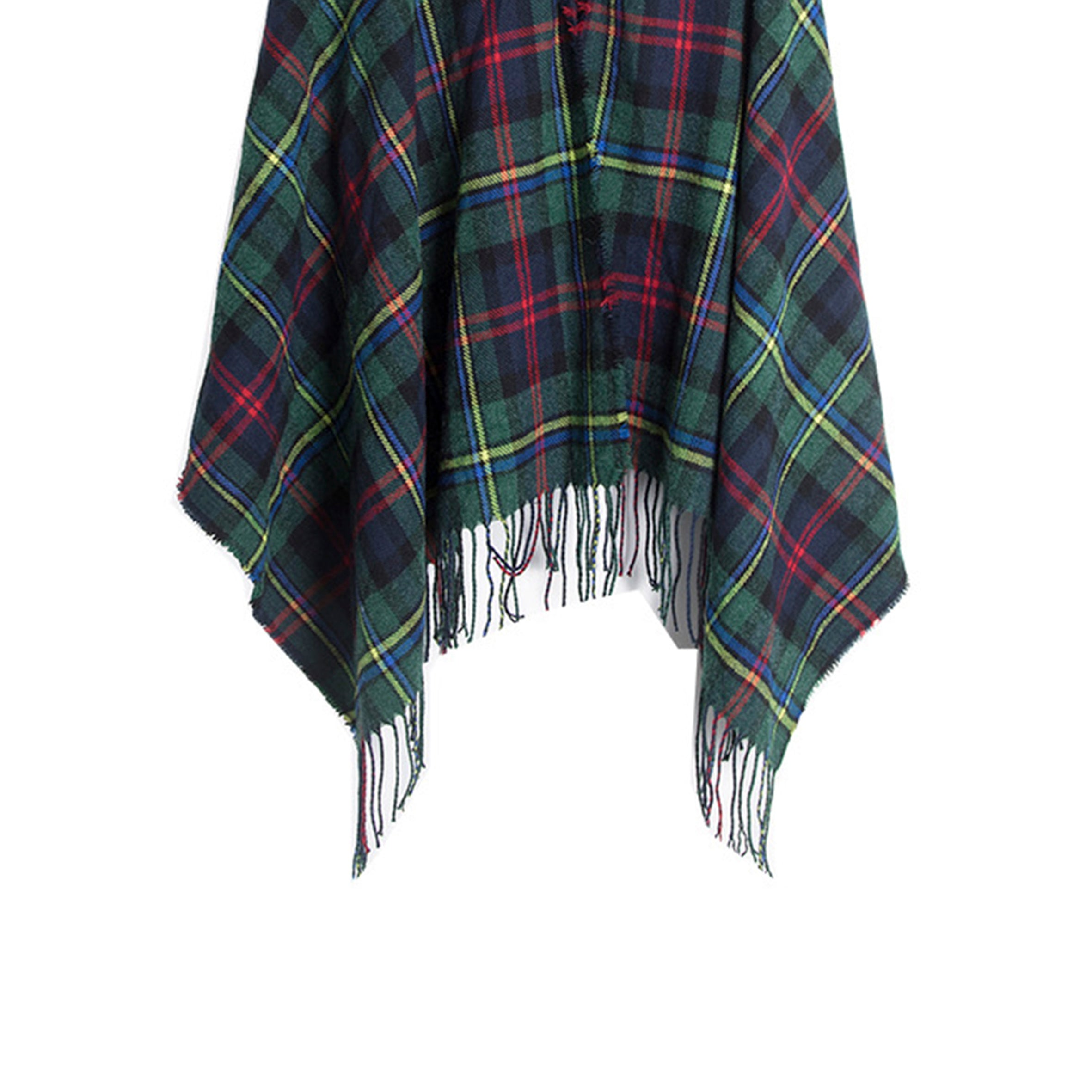 Horn Buckle Check Hooded Cape S0173