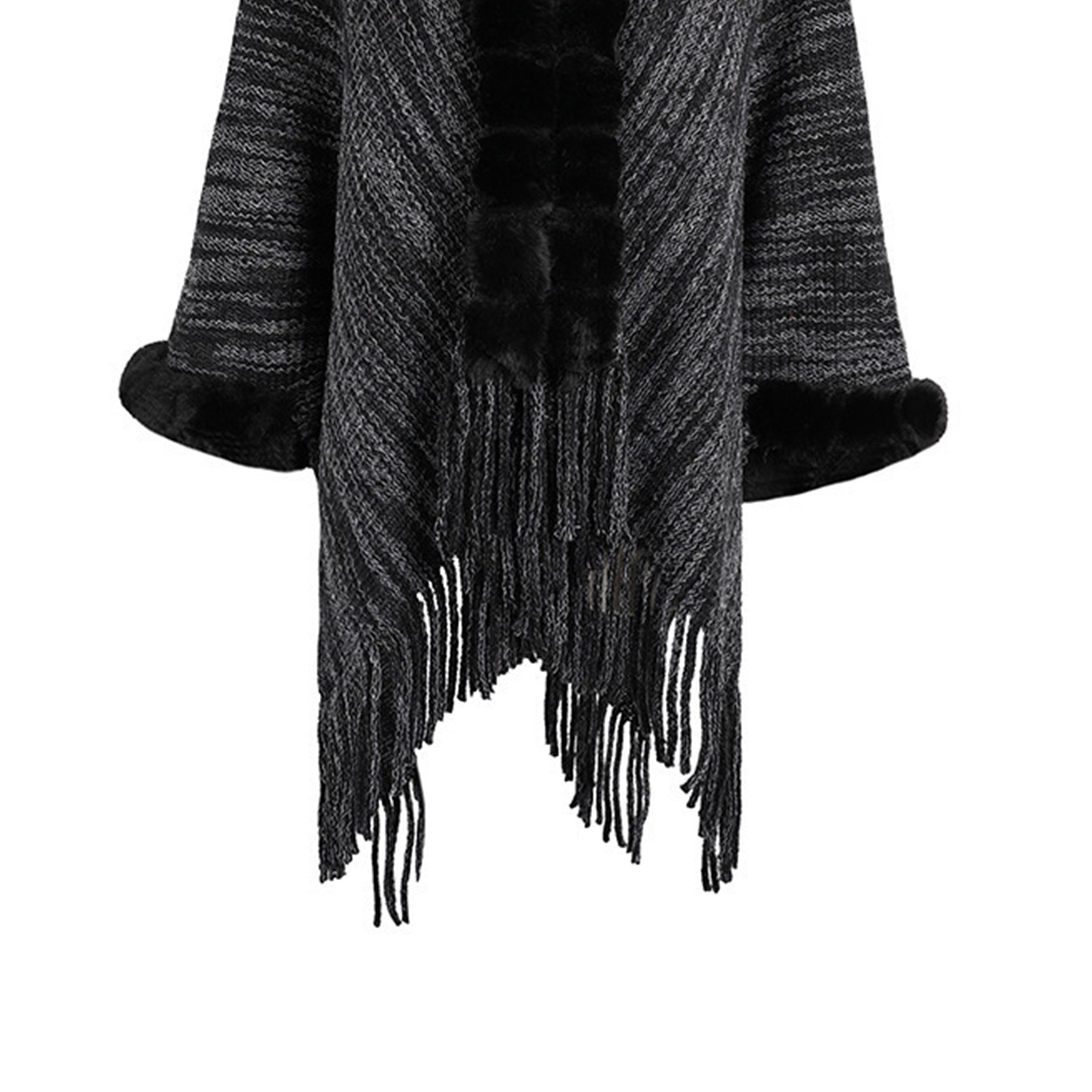 Collar Knitted Shawl S0218-Black
