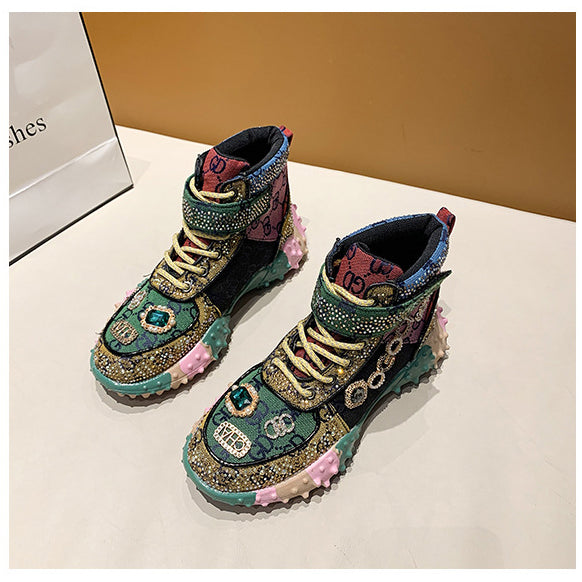 Rhinestone Sports High-top Sneakers SH0074