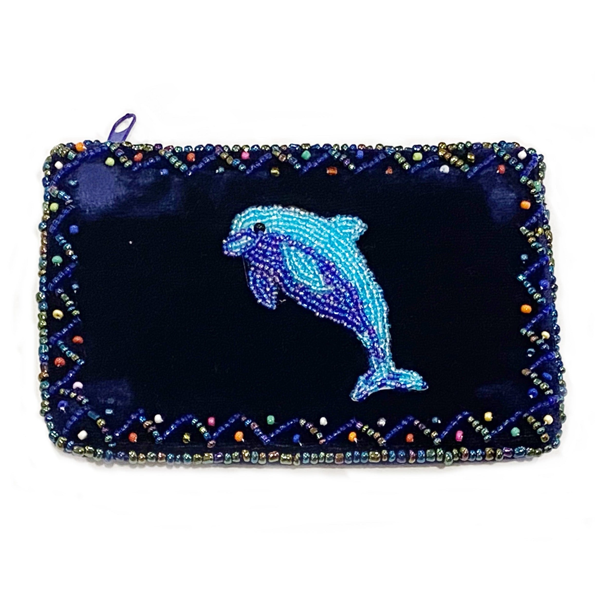 Dolphin Rectangular Velvet Coin Purse V0701
