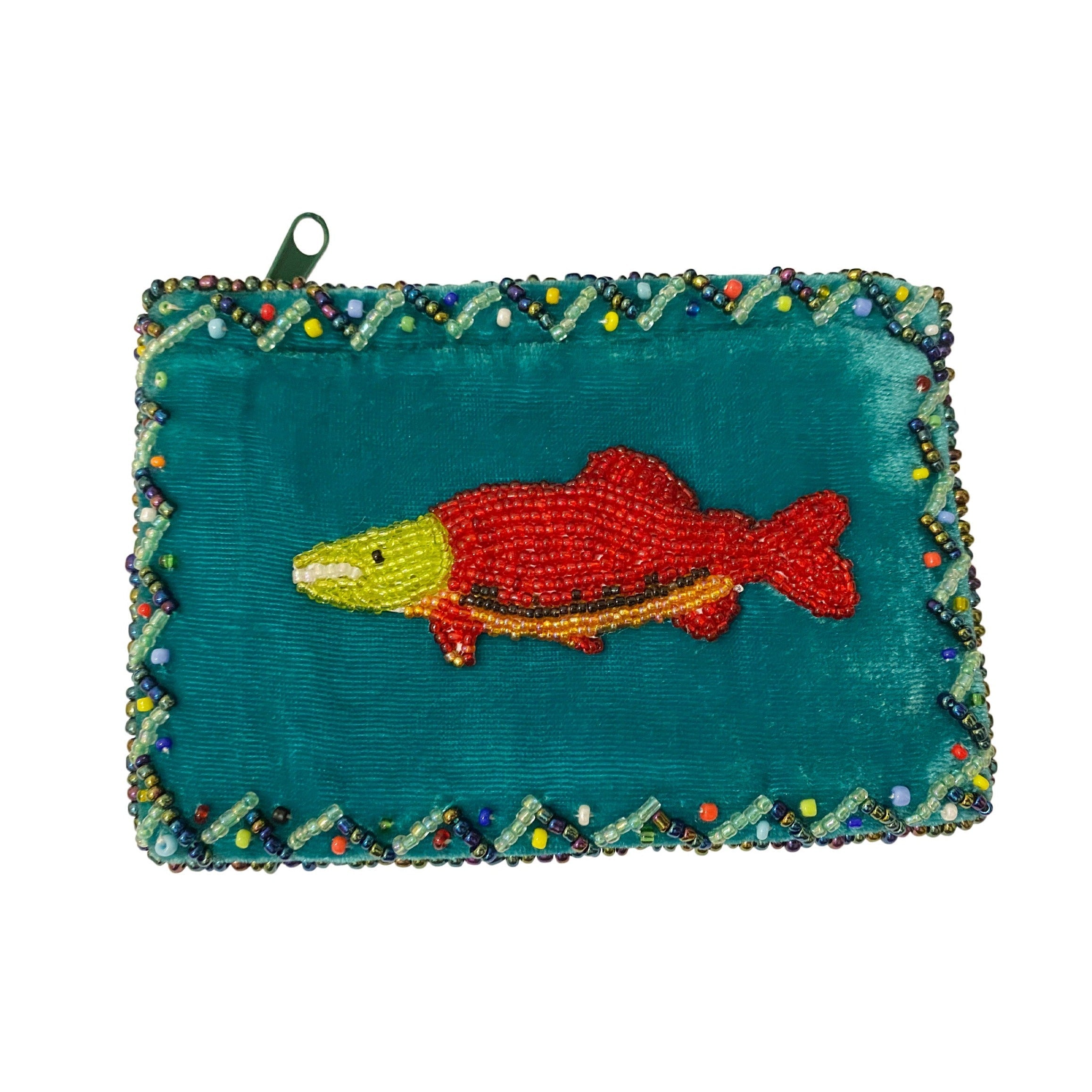 Salmon Rectangle Velvet Coin Purse V0701