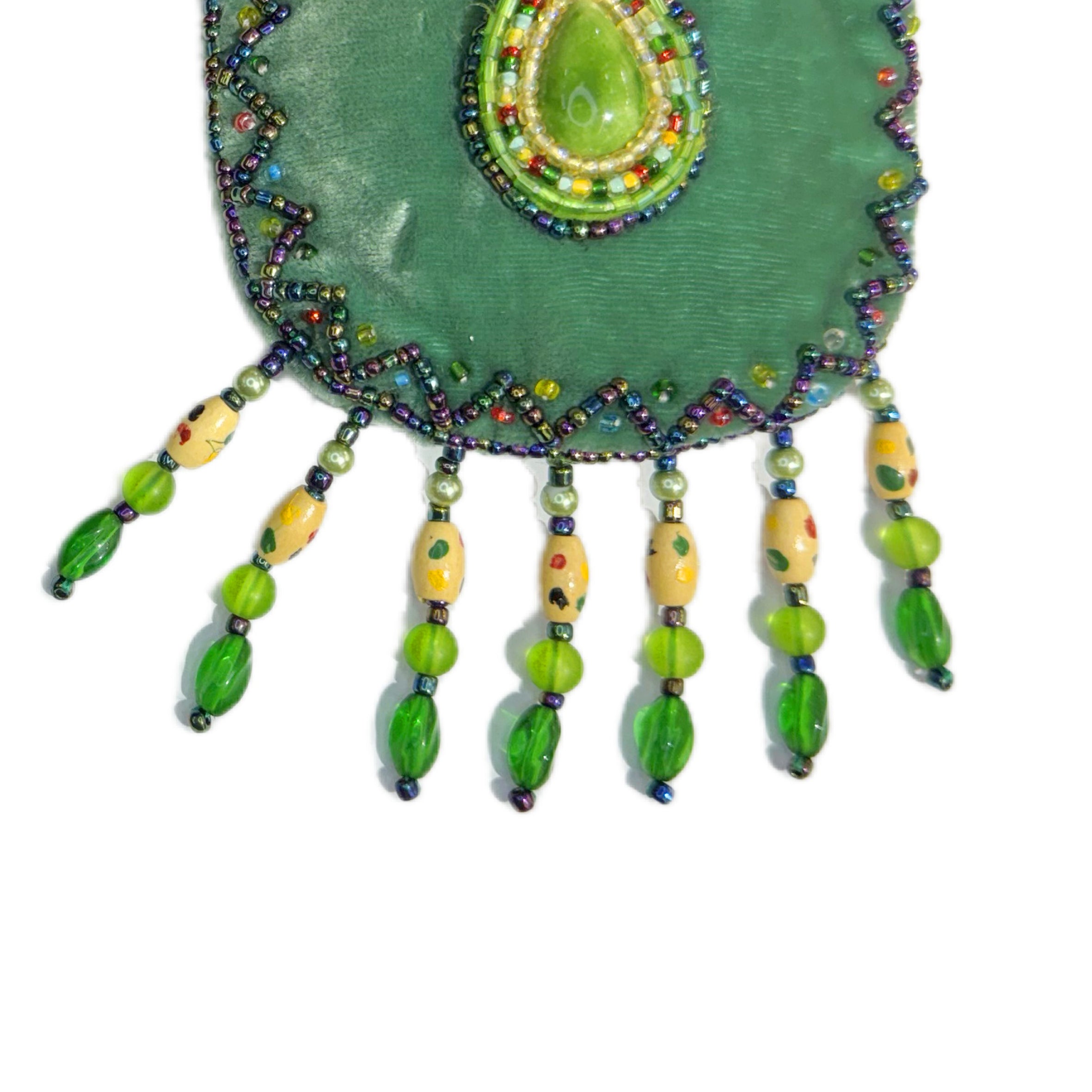 Bolso/collares pequeños de amuleto de terciopelo con piedra en forma de lágrima V0715