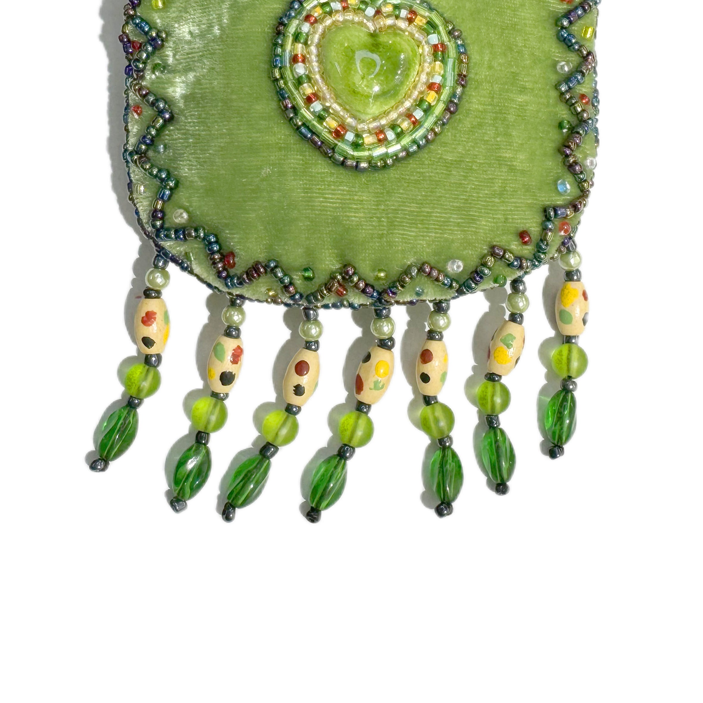 Bolso/collares pequeños de terciopelo con piedra de corazón V0717