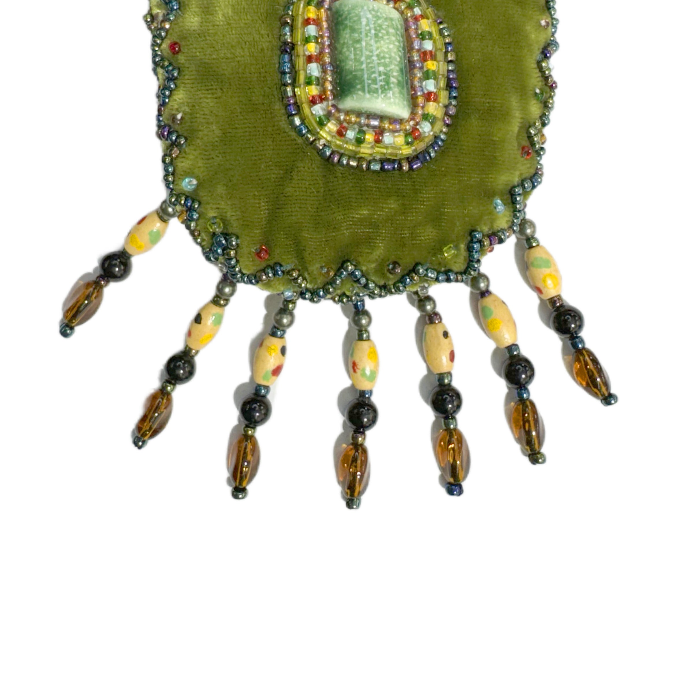 Bolso pequeño de amuleto/collares de terciopelo con piedra V0719