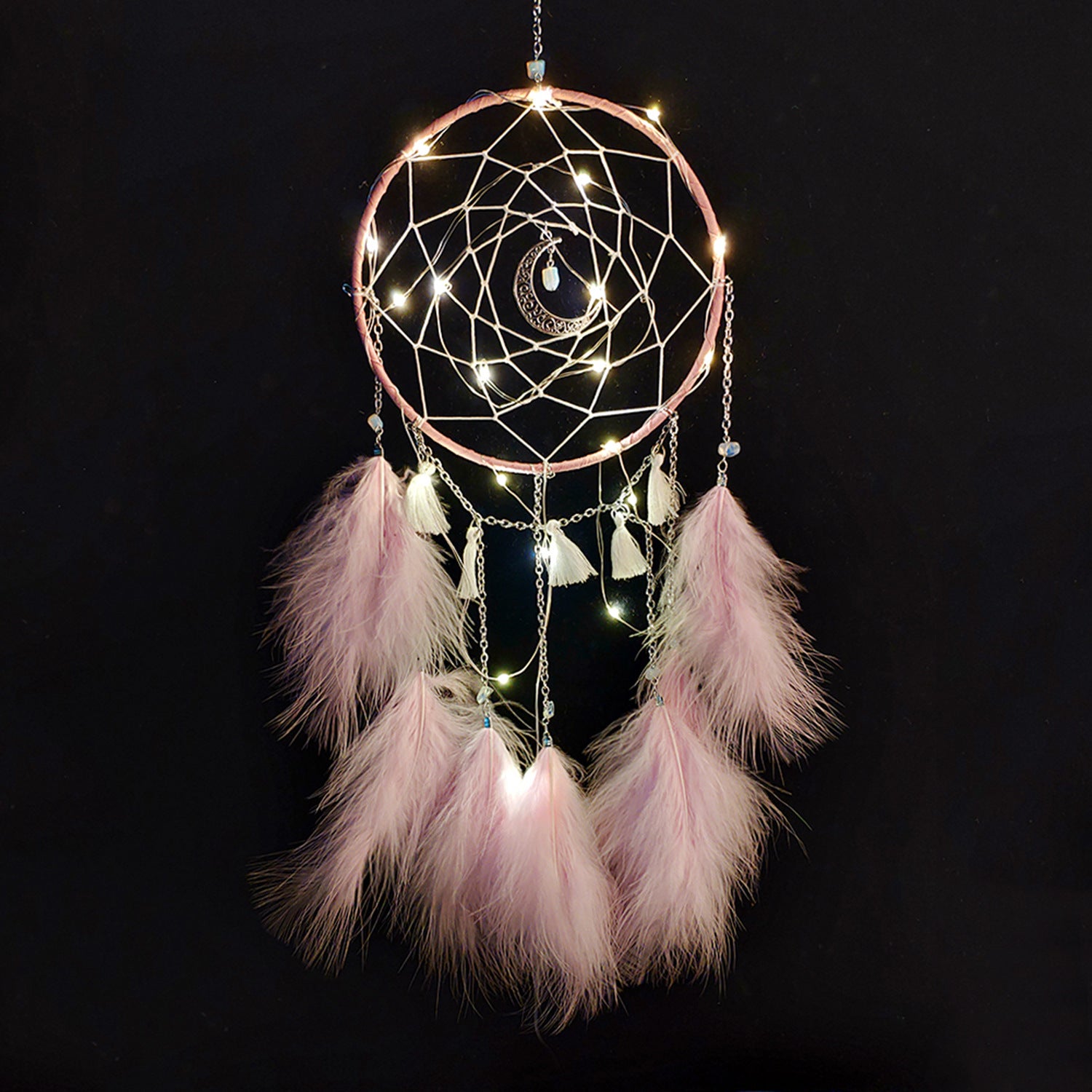 LED Beads Feather Dreamcatcher W1351