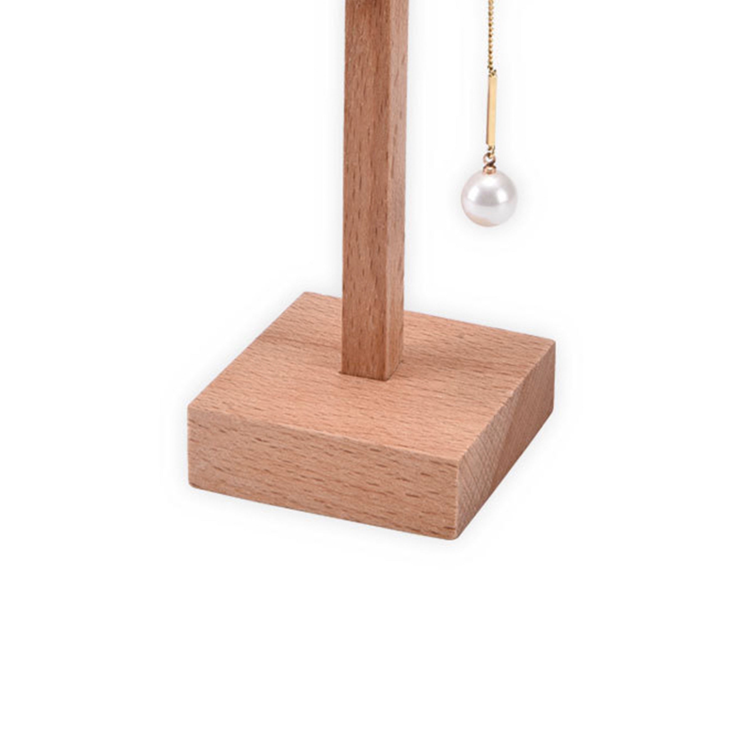 Pendientes grandes en forma de T de madera maciza W1633