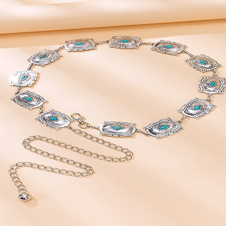 Cadena de cintura con parche turquesa WA0233