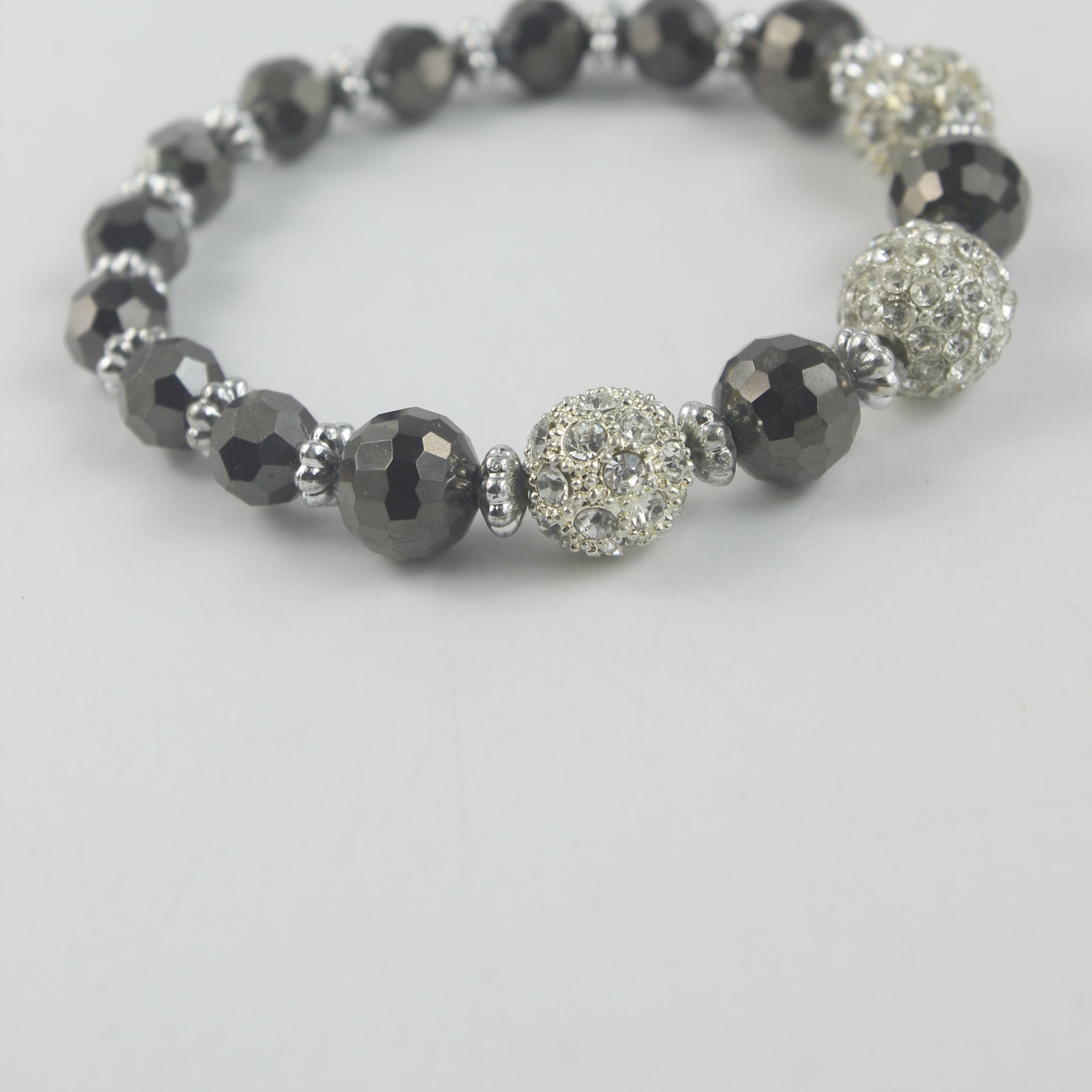 Pulsera de cuentas de cristal facetadas y redondas B1348