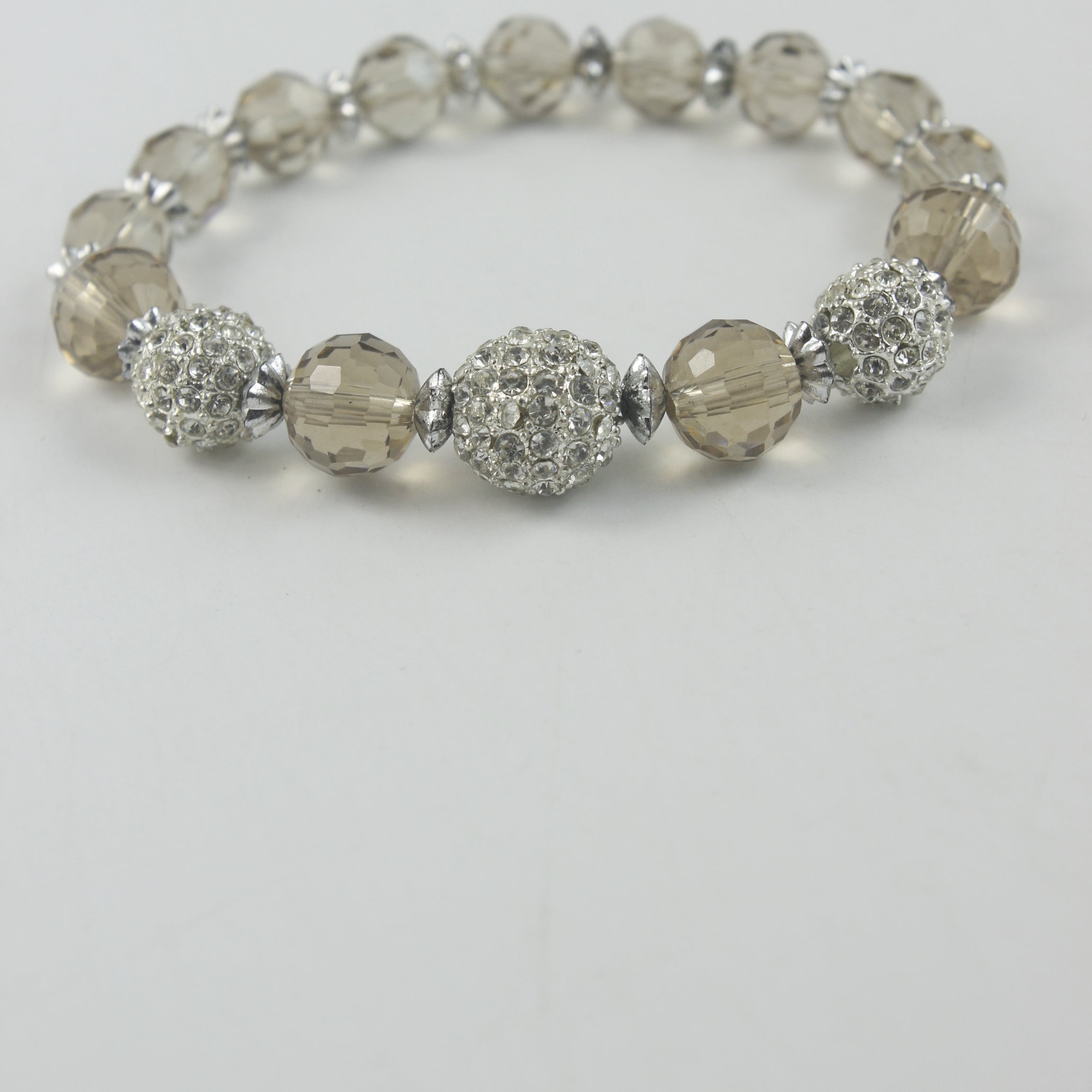 Pulsera de cuentas de cristal facetadas y redondas B1348