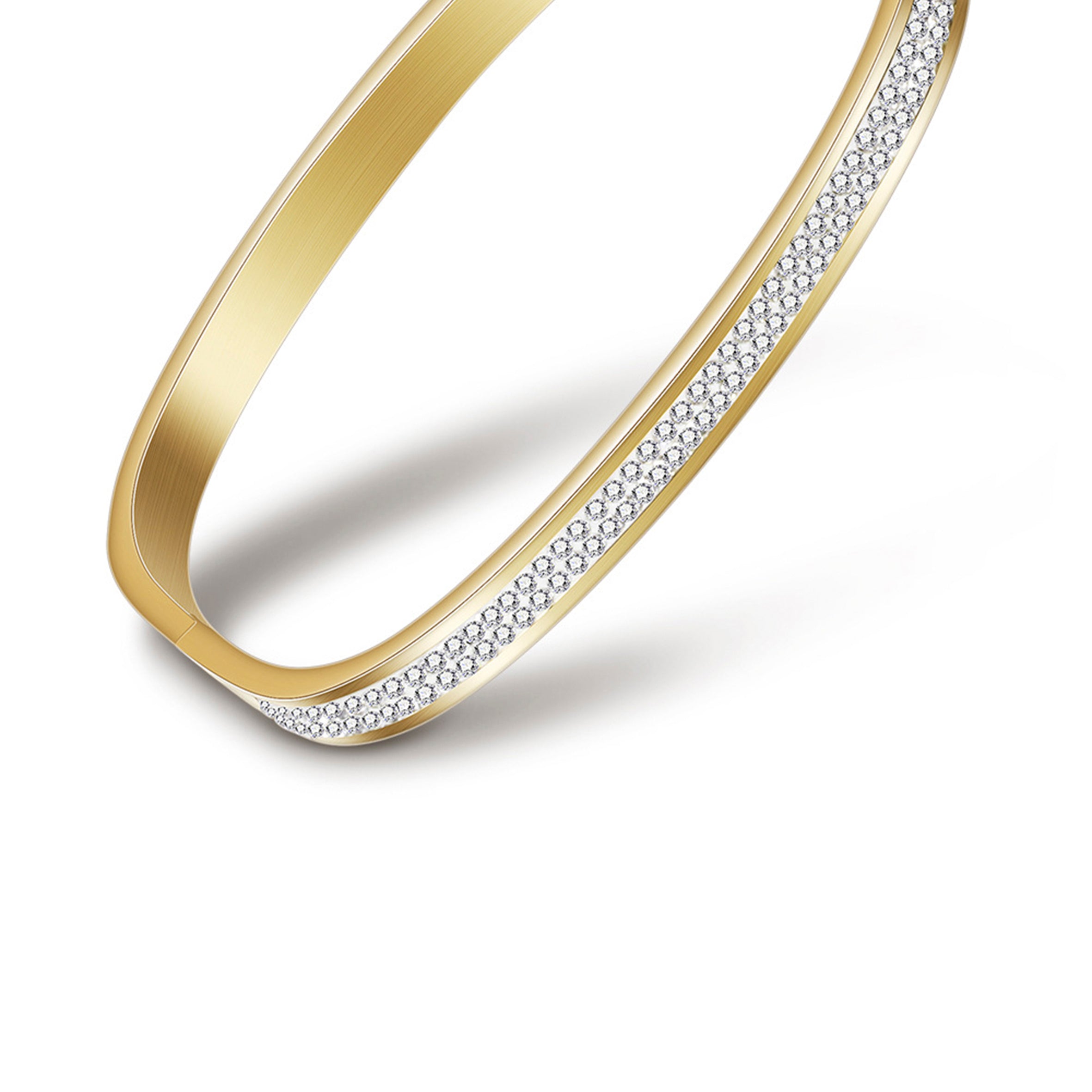 Pulseras de acero inoxidable con circonitas cuadradas B2165