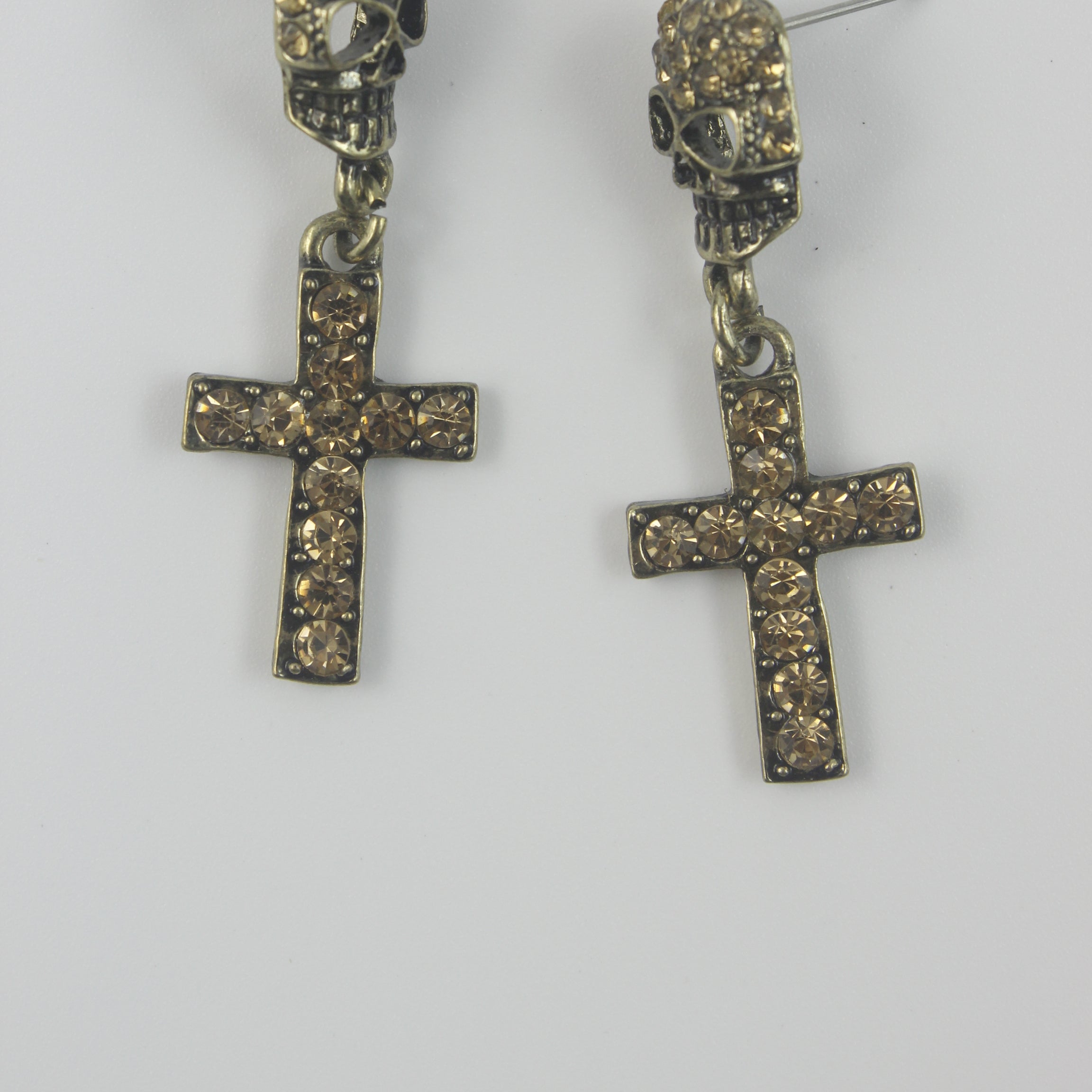 Crystal Accent Skull and Cross Earrings E1768
