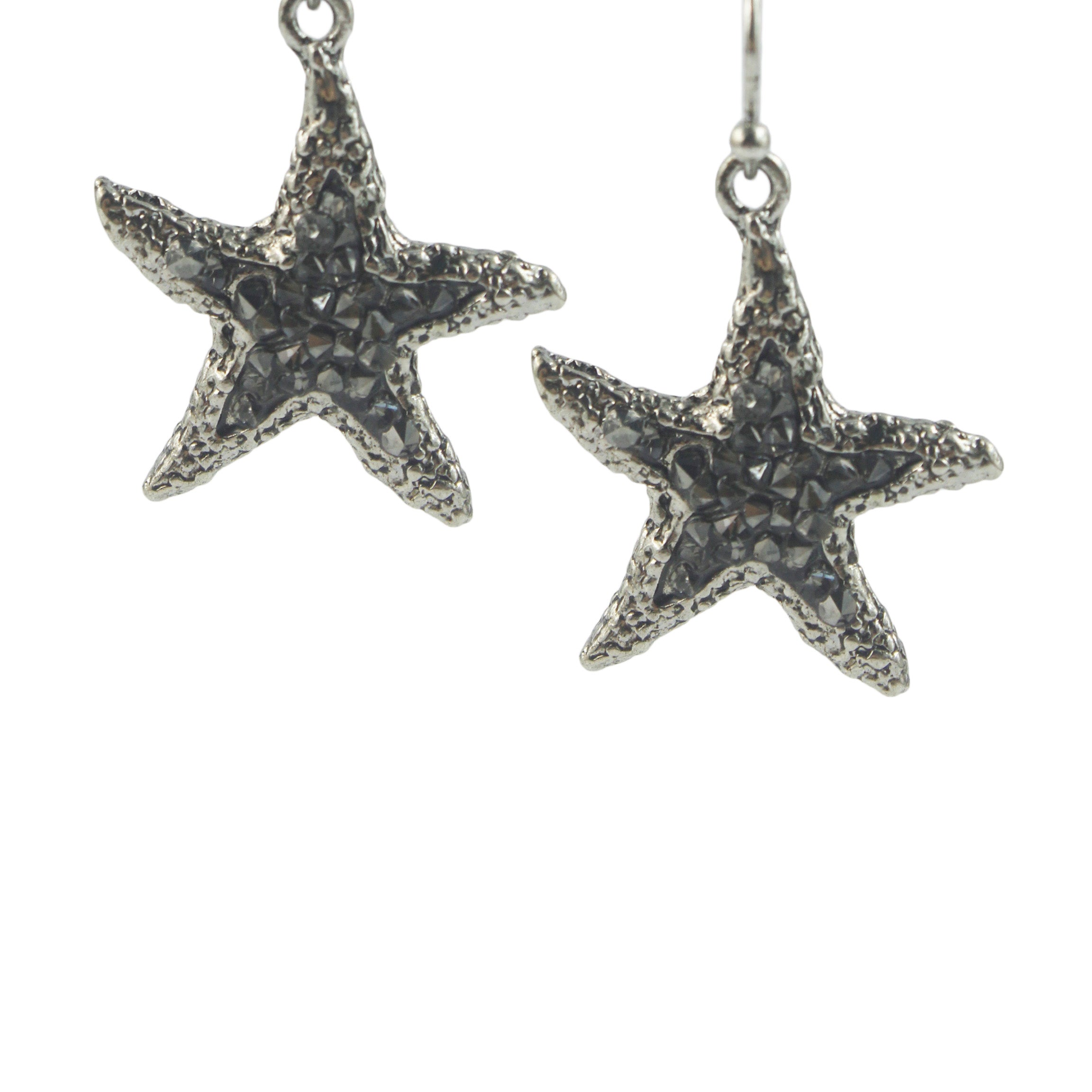 Pendientes colgantes de estrella de mar de cristal para mujer E1949