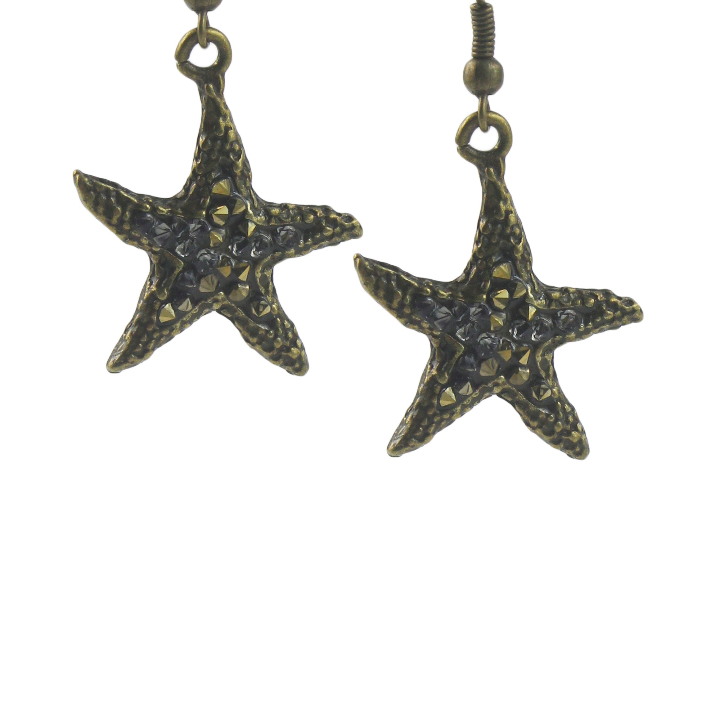 Pendientes colgantes de estrella de mar de cristal para mujer E1949