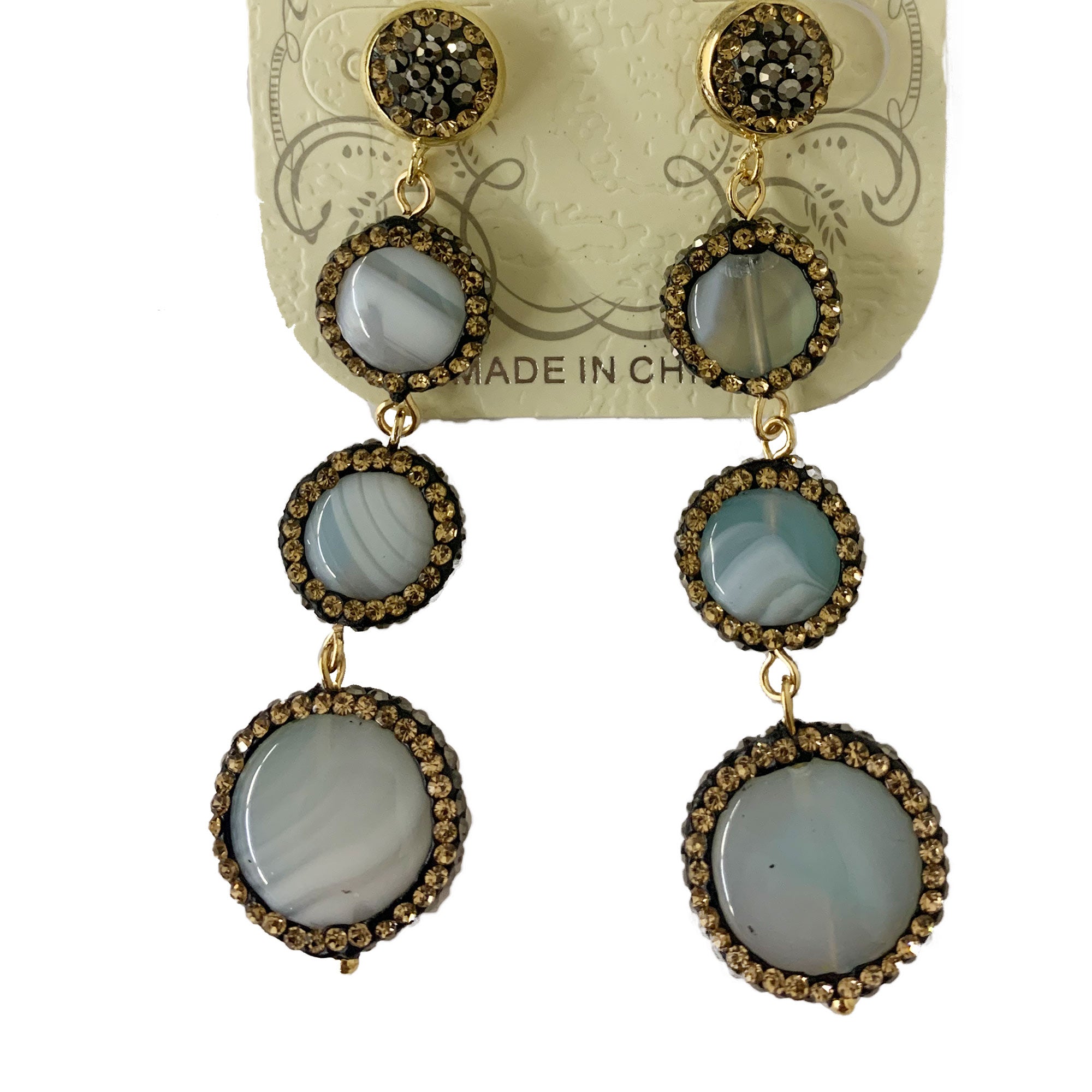 Round Stone Chain Earrings E2910
