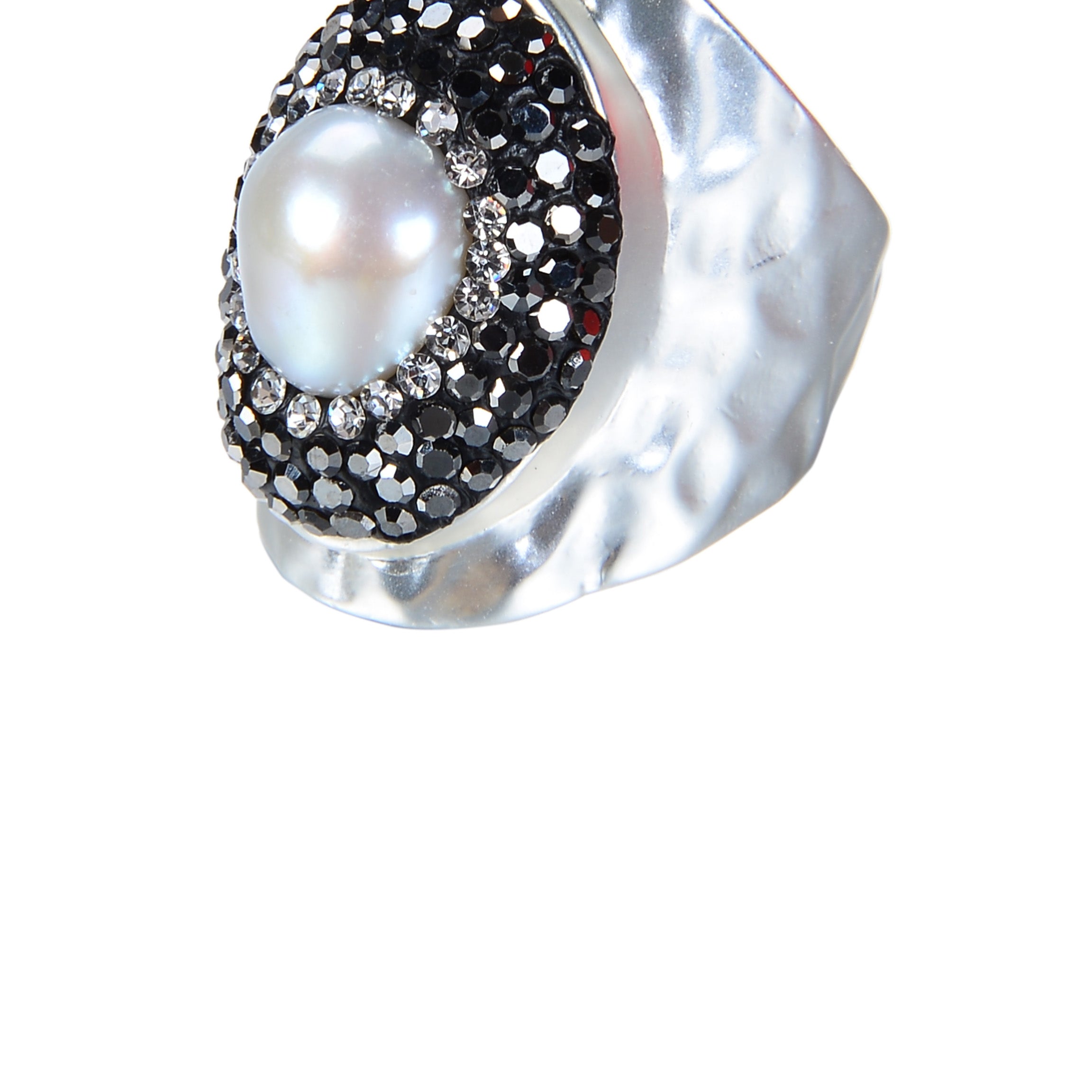 Fashion Charming Pearl Crystal Metal Rings R1414