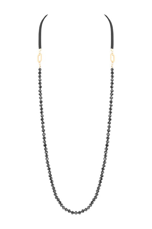 Long Crystal Leatherette Necklaces N3441