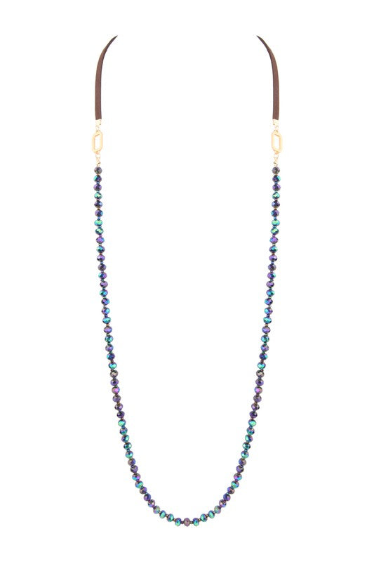 Long Crystal Leatherette Necklaces N3441
