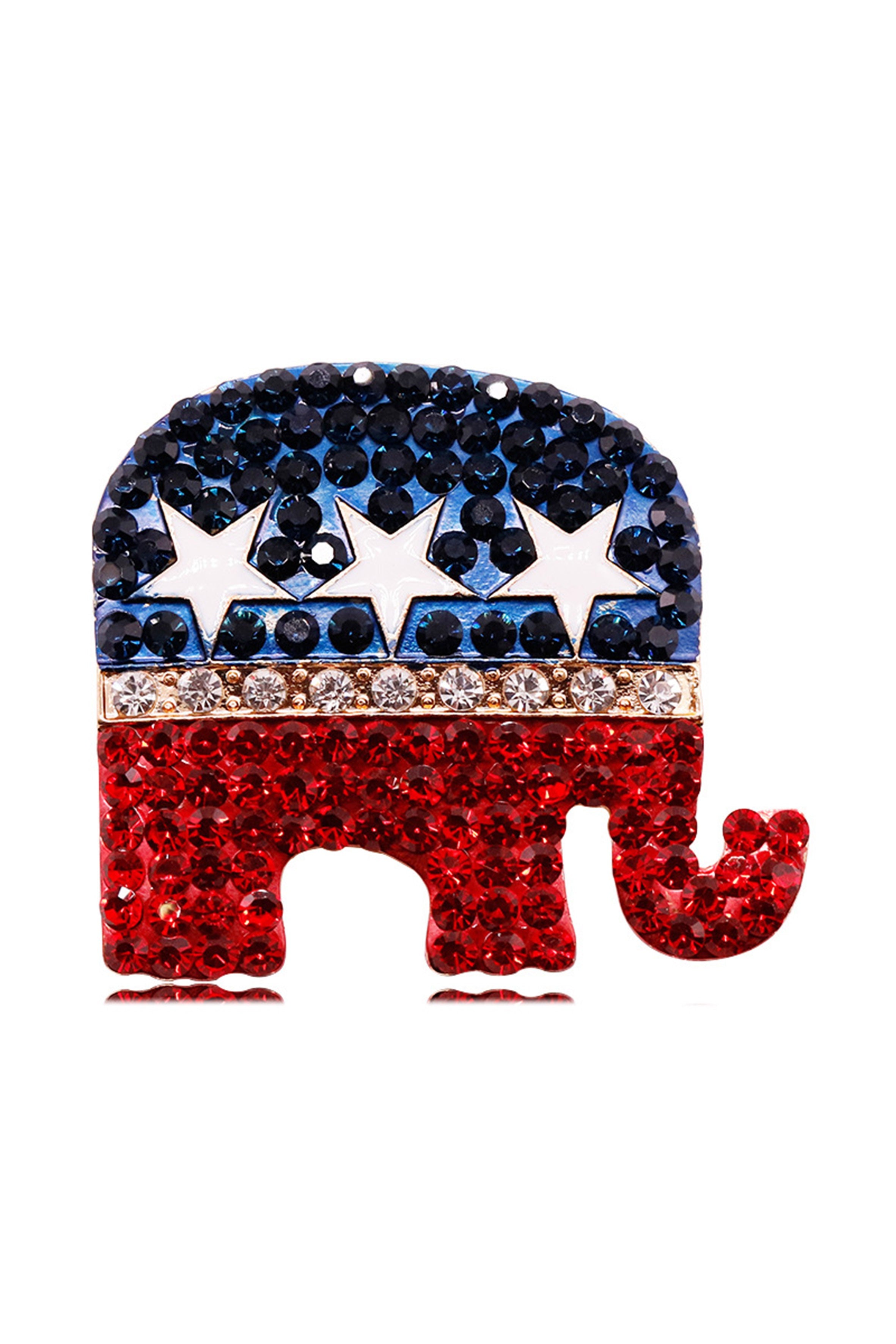 Independence Day Elephant Rhinestone Brooch PA4804