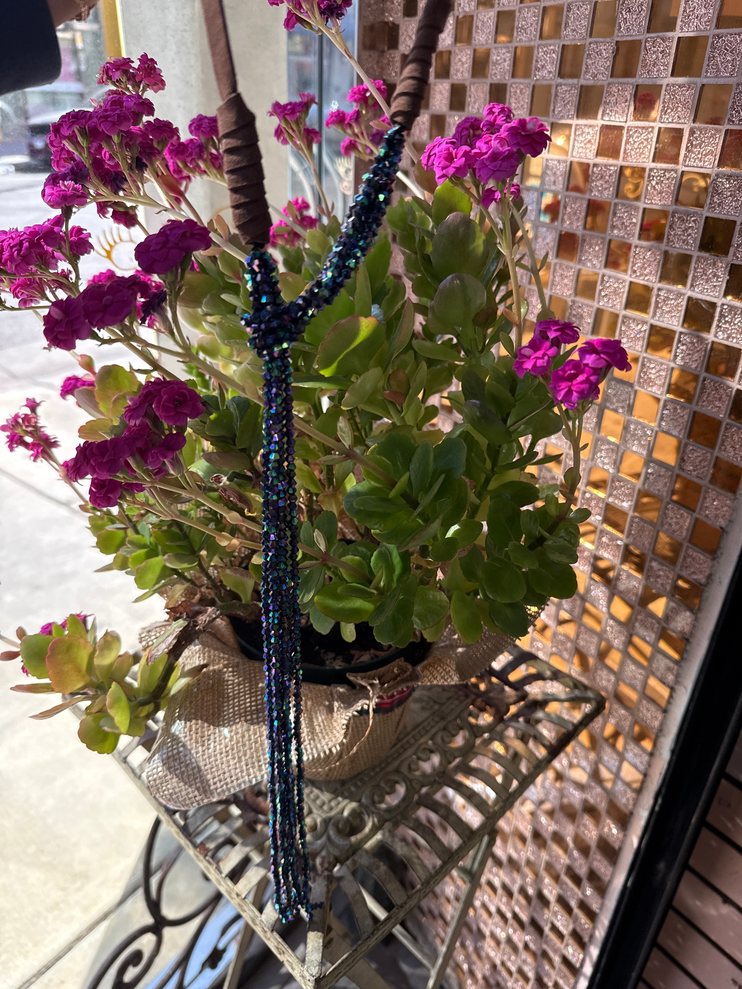 Collares largos con borlas de cuero sintético y cuentas de cristal N2534