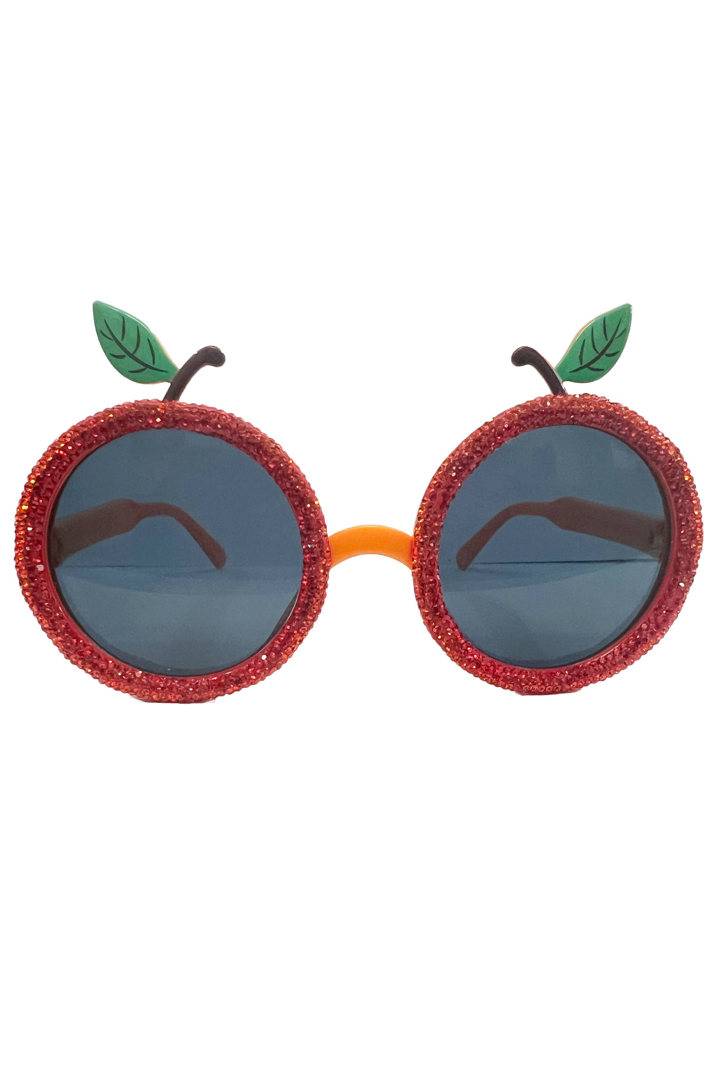 Handmade Rhinestone Orange Round Sunglasses G0376