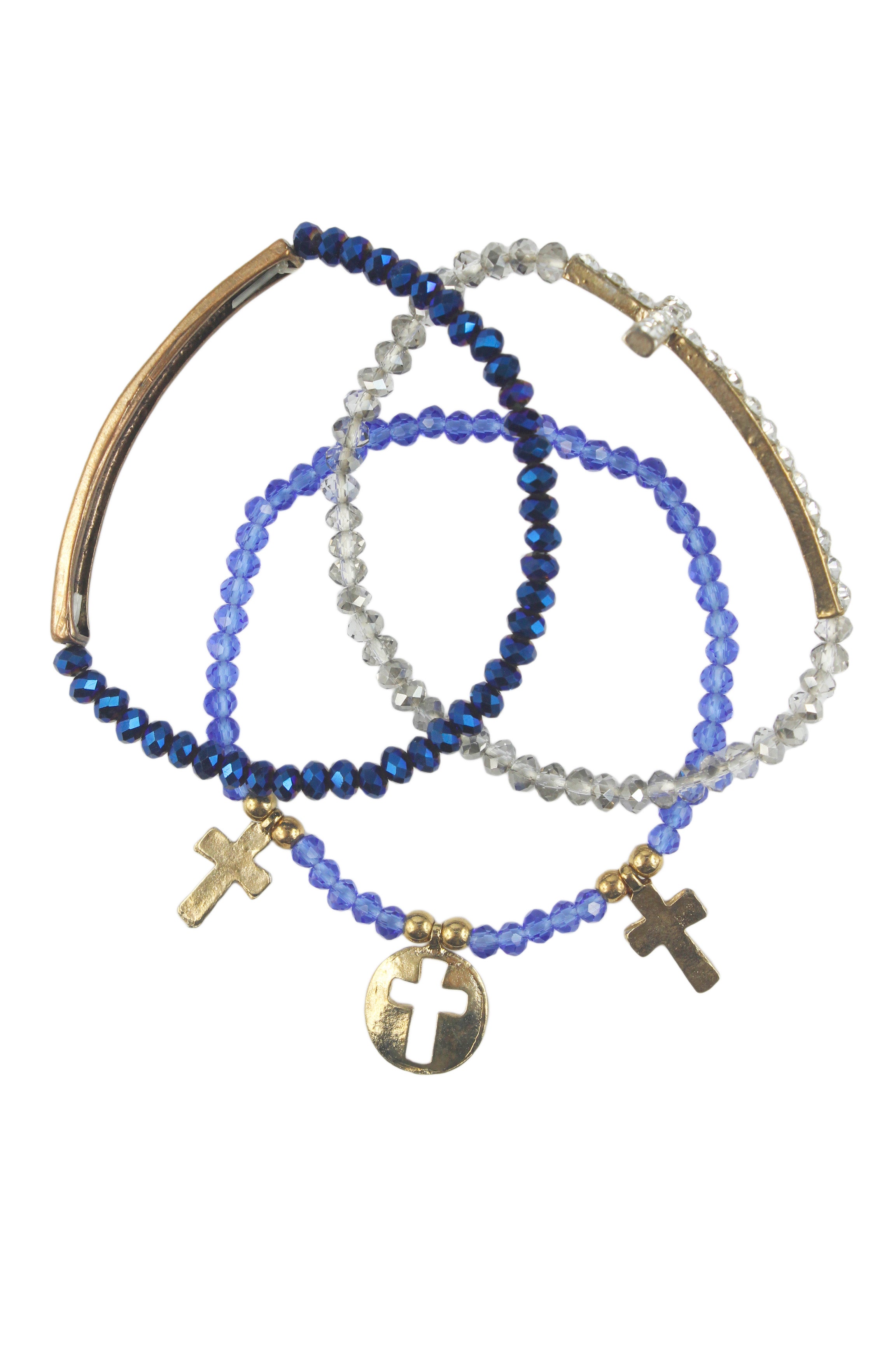 Crystal Cross Cutout Multi Layer Bracelets B1208