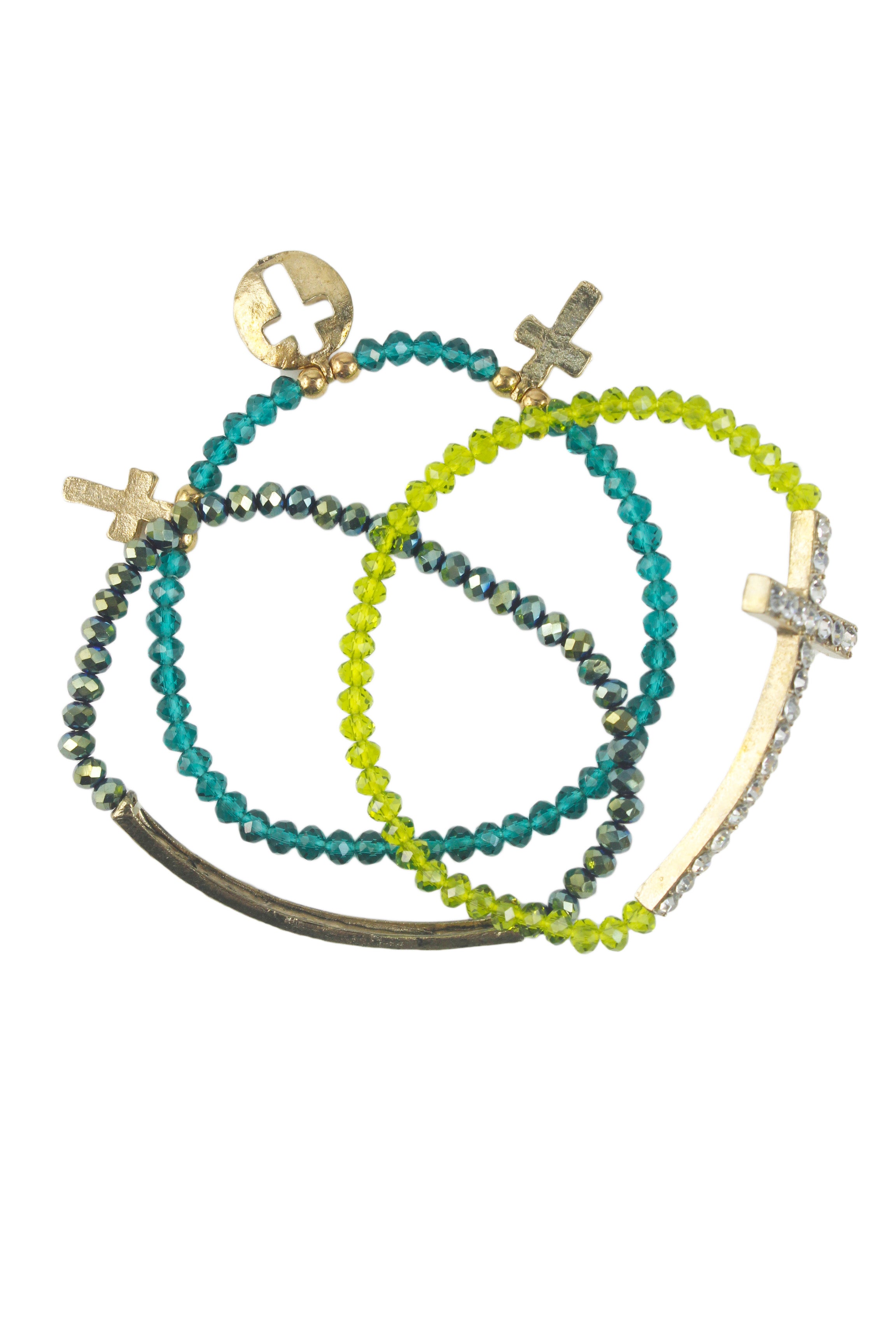 Crystal Cross Cutout Multi Layer Bracelets B1208
