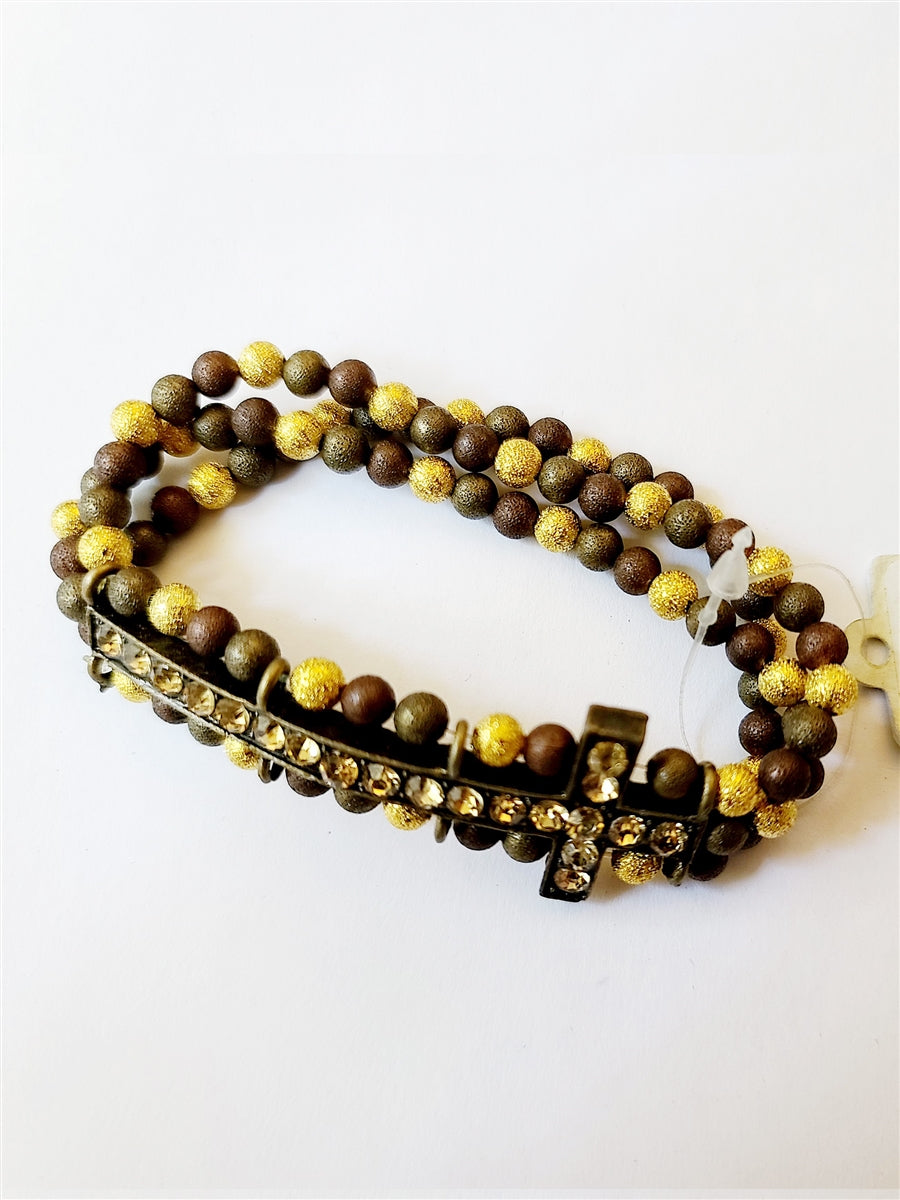 Pulsera de cuentas de metal cruzadas B1252