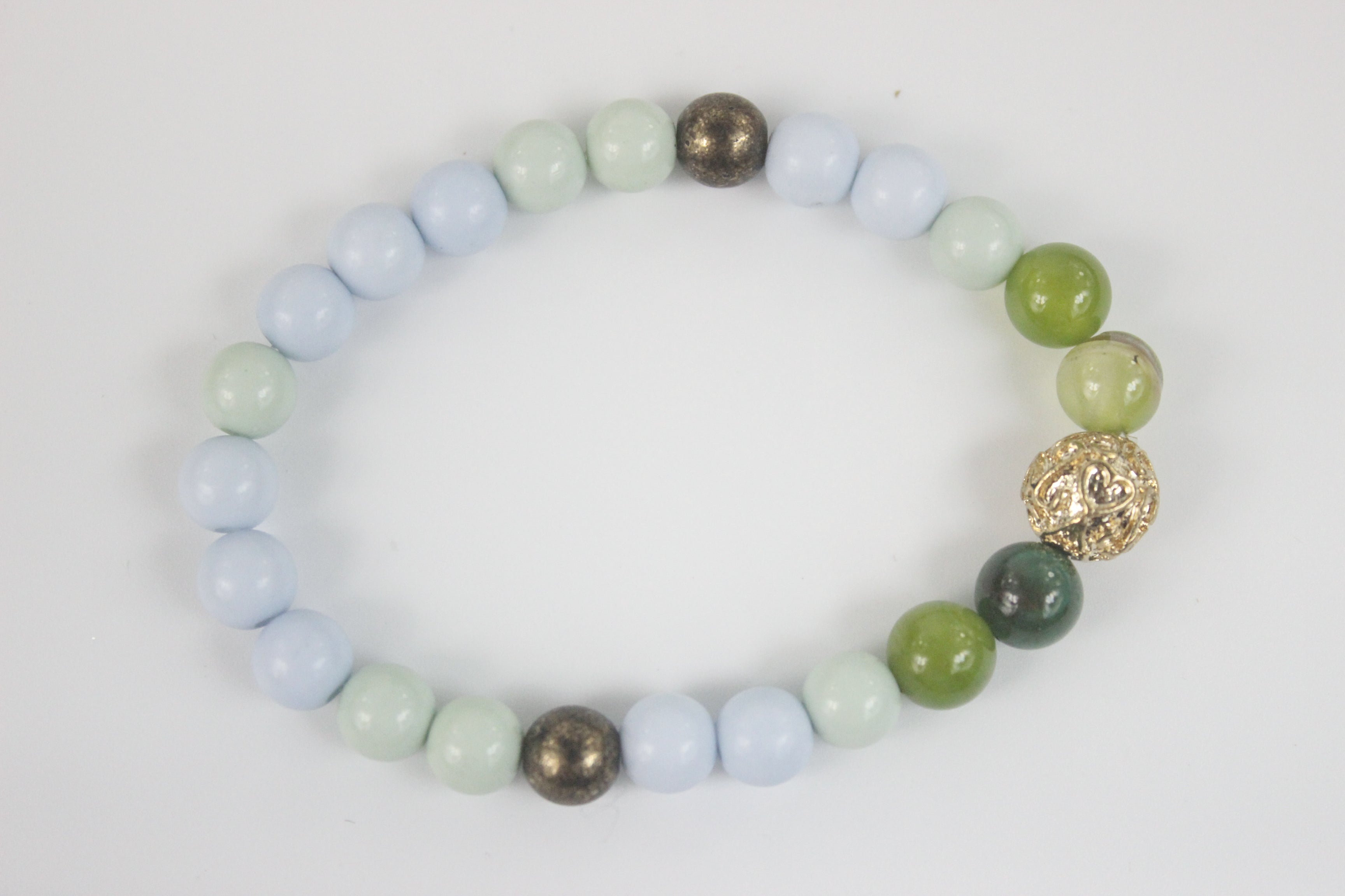 Pulsera de cuentas de piedras semipreciosas mixtas B1430