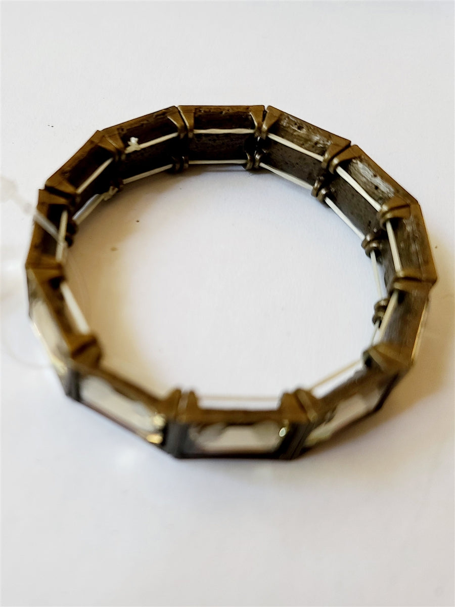 Pulsera elástica rectangular con cristales incrustados B1502