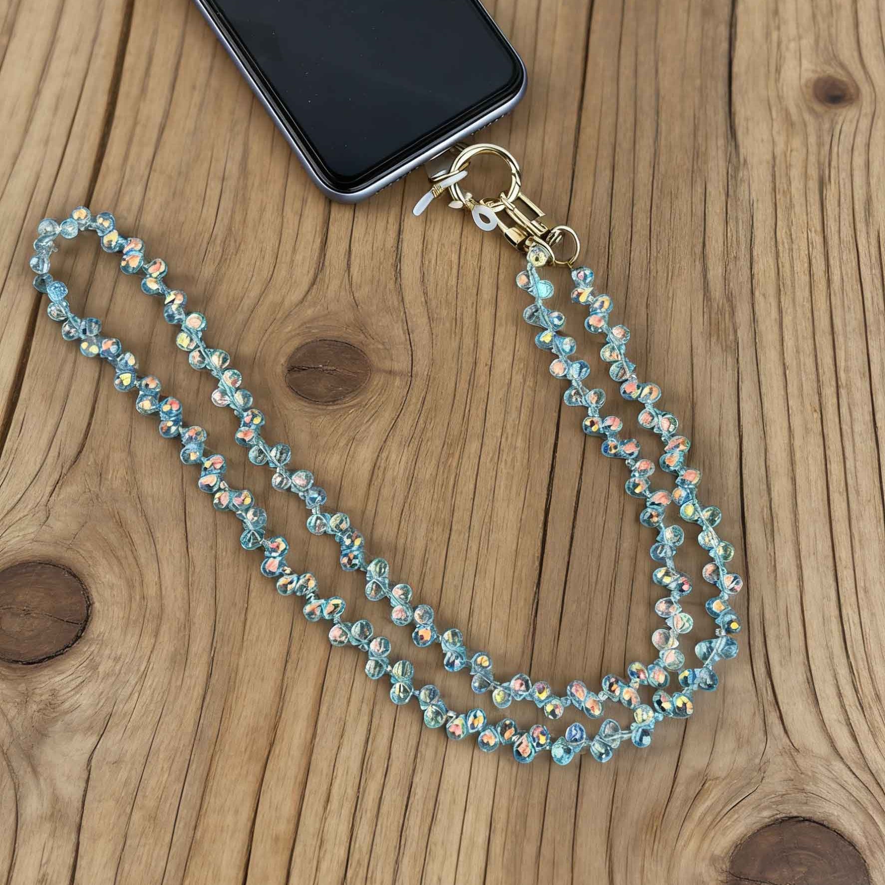 Crystal Bead Neck Lanyard BC5647 - Light Blue