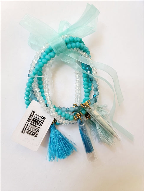 Juego de pulseras con borlas de cuentas y borlas de cristal B1601