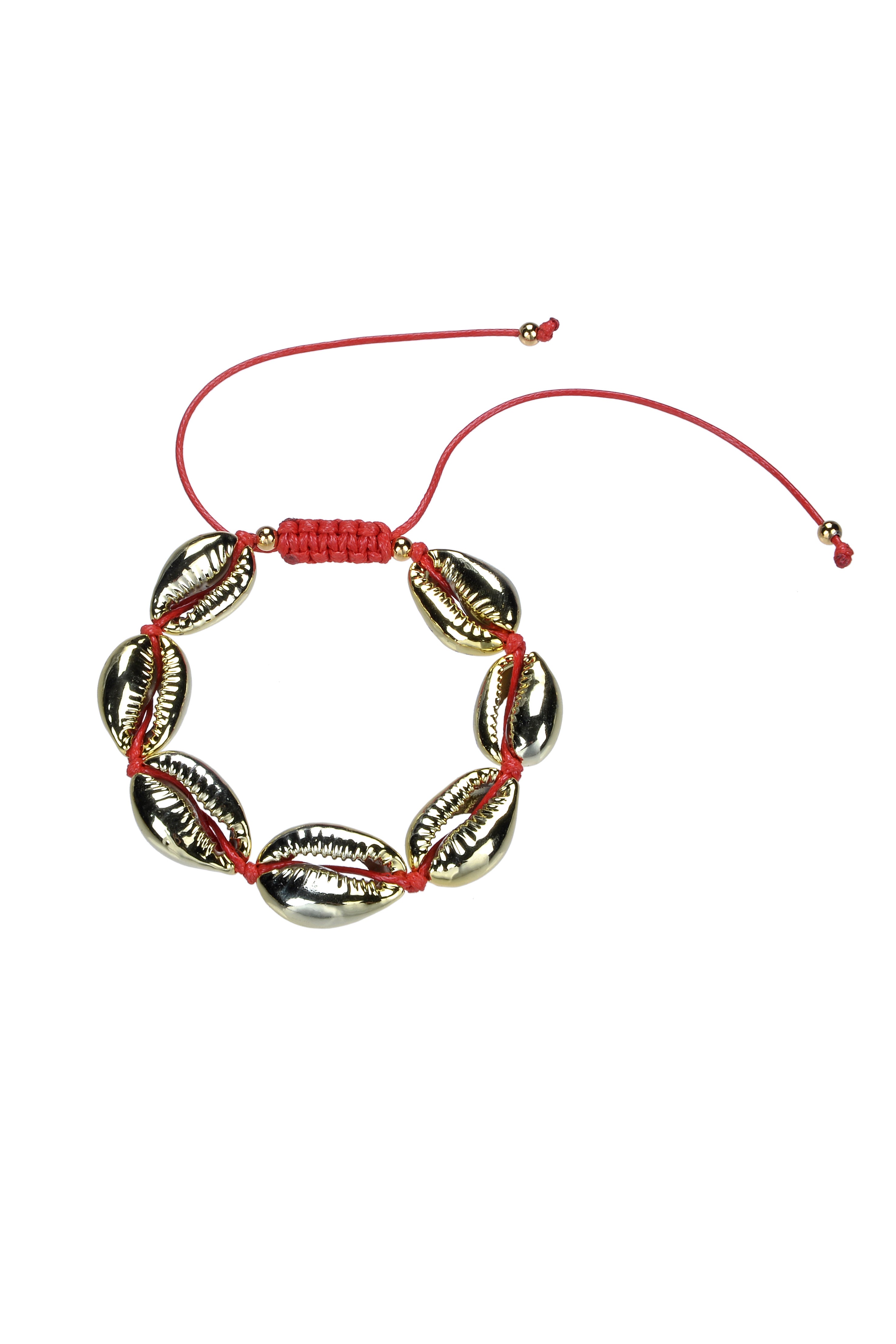 Pulsera ajustable con diseño de conchas de plata y oro B1966