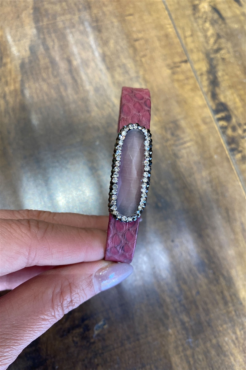 Pulseras de piel de serpiente con cristales de ópalo B2012