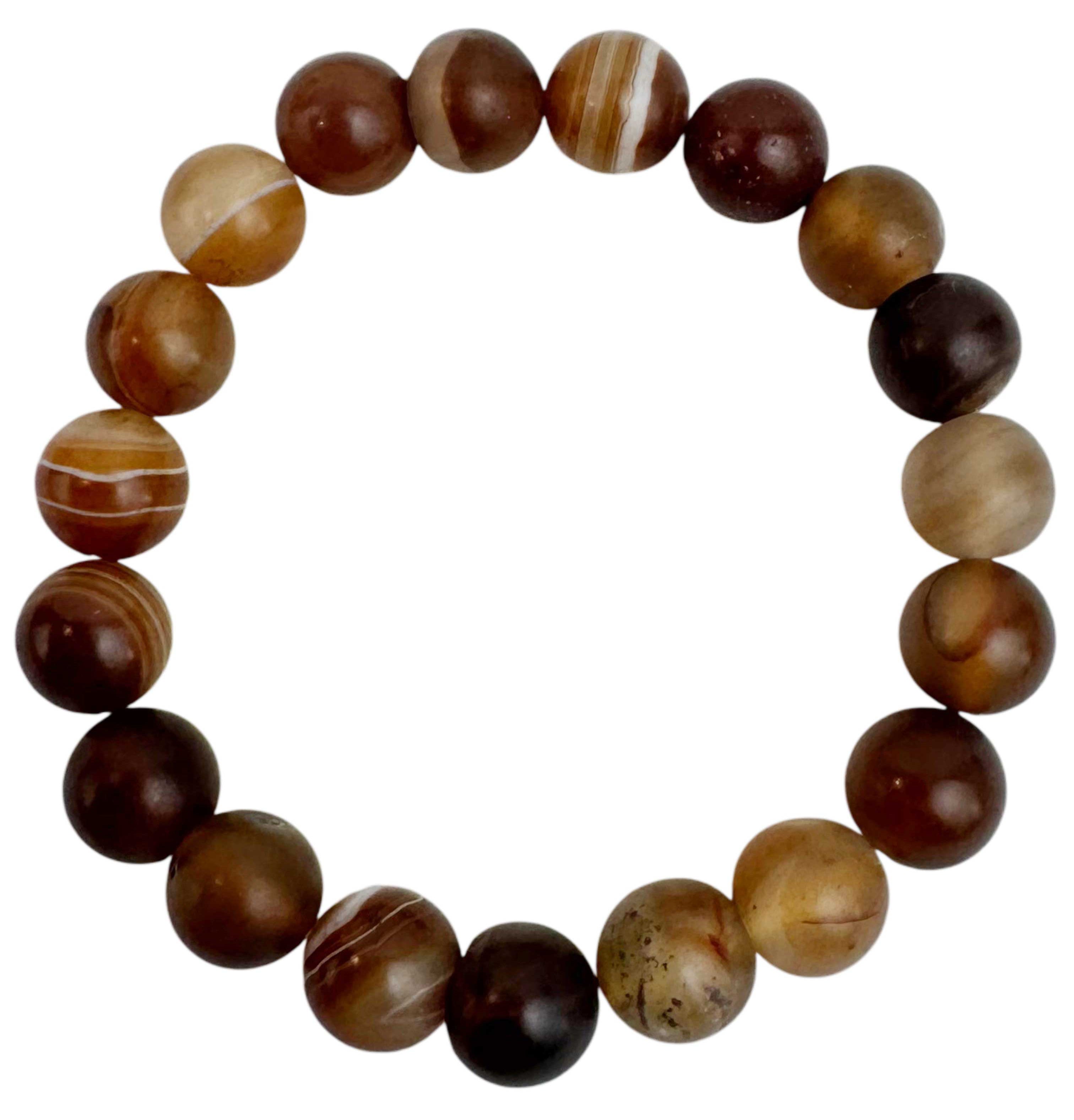 Brown Agate Matte Stone Stretch Bracelet B2053-12MM