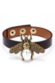 Pulseras de cuero sintético con forma de abeja de aleación B2135