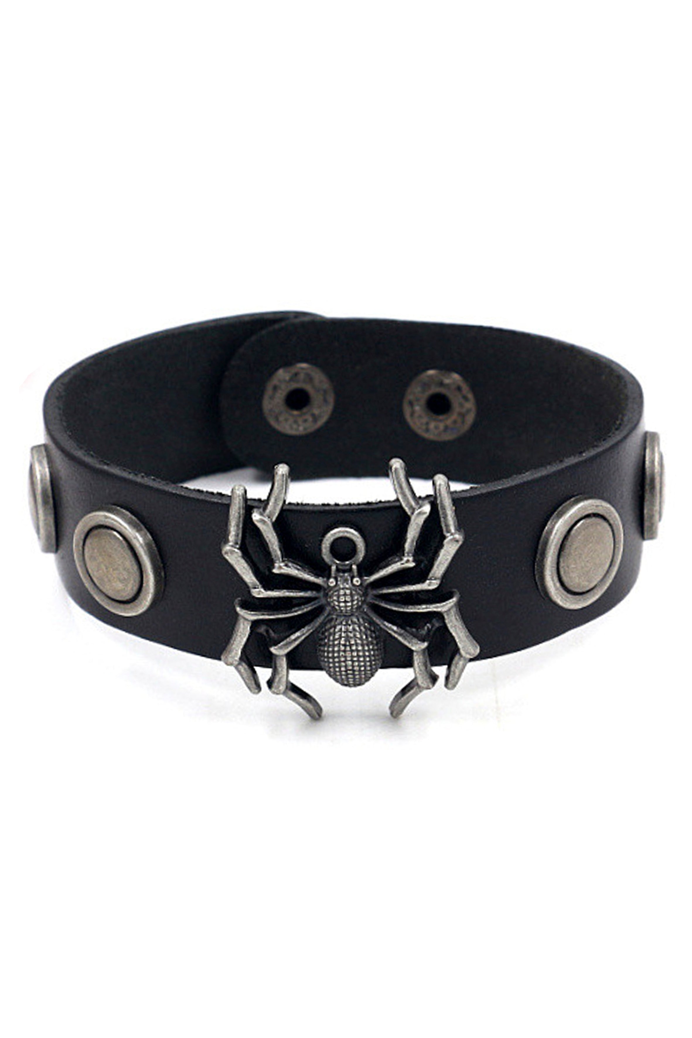 Pulsera de piel auténtica con forma de araña B2249