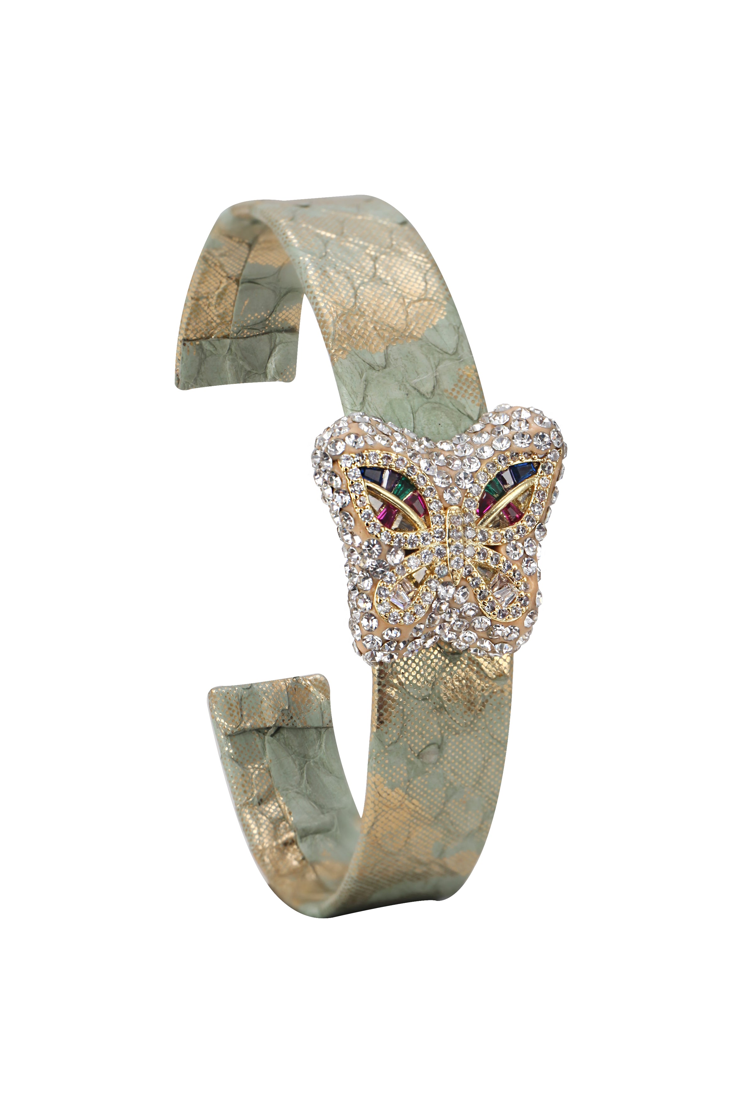 Butterfly Zircon Leather Cuff Bracelet B2429