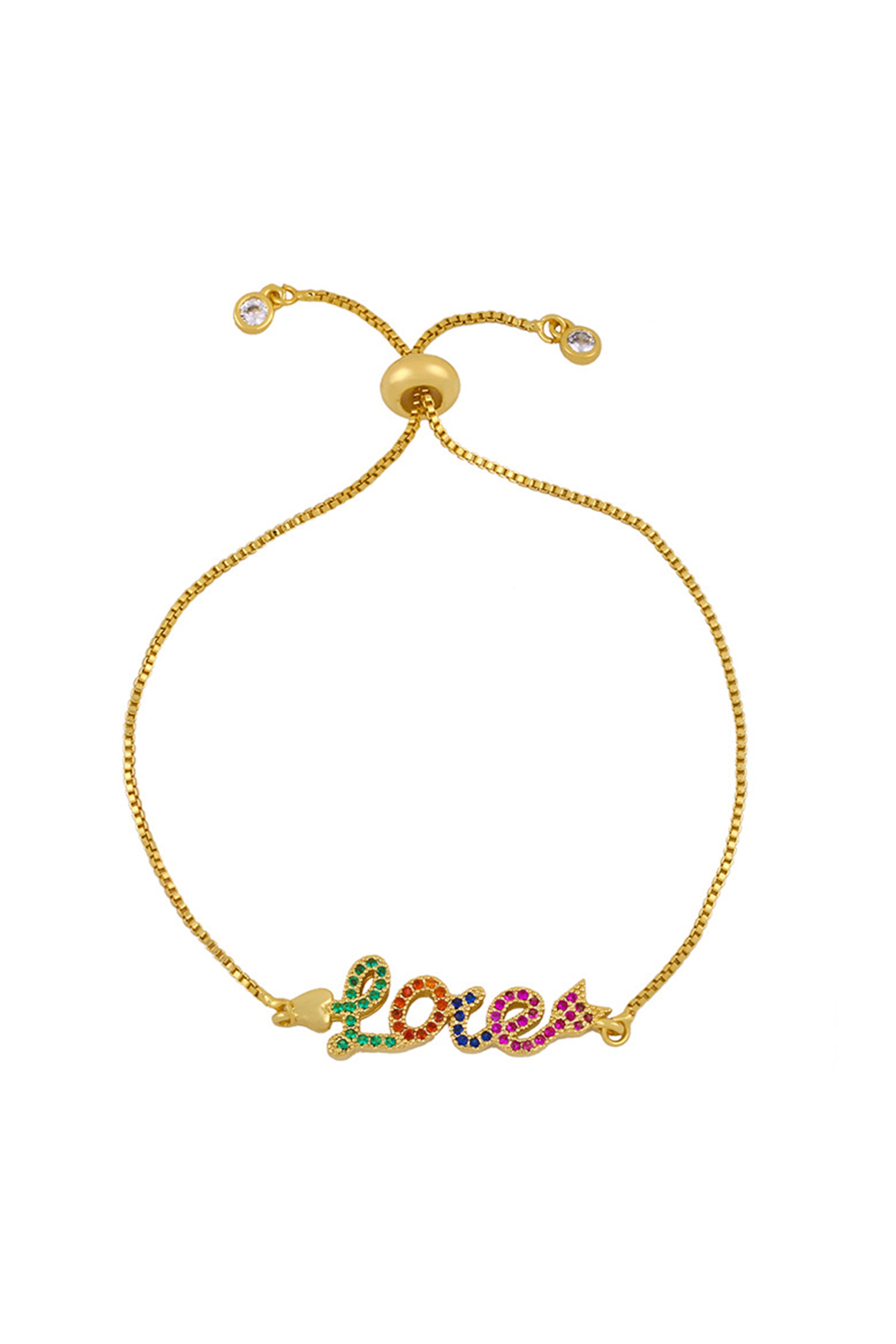 Pulseras de cadena de circonitas con colgante de amor B2459