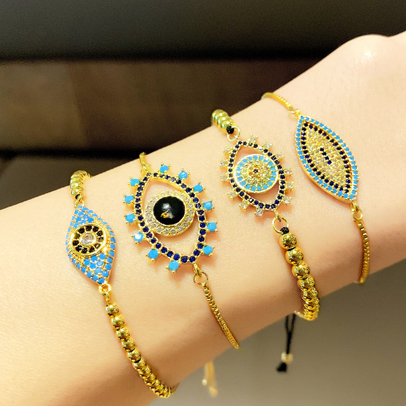 Evil Eye Zircon Chain Bracelet B2478