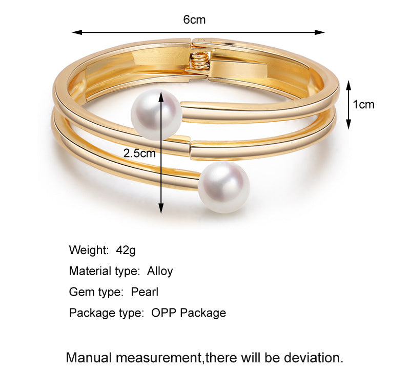 Pearl Alloy Cuff Bracelets B2517