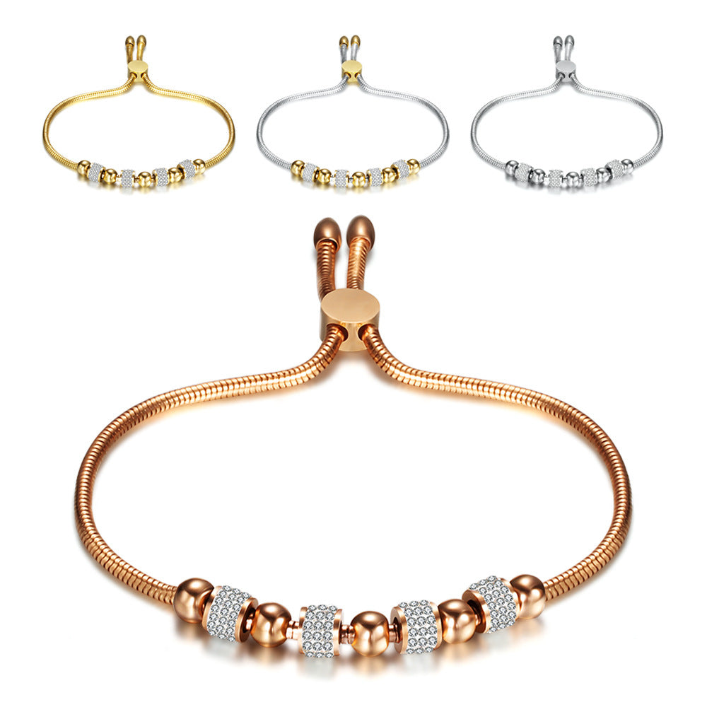Rhinestone Stainless Steel Adjustable Bracelets B2528 Ole