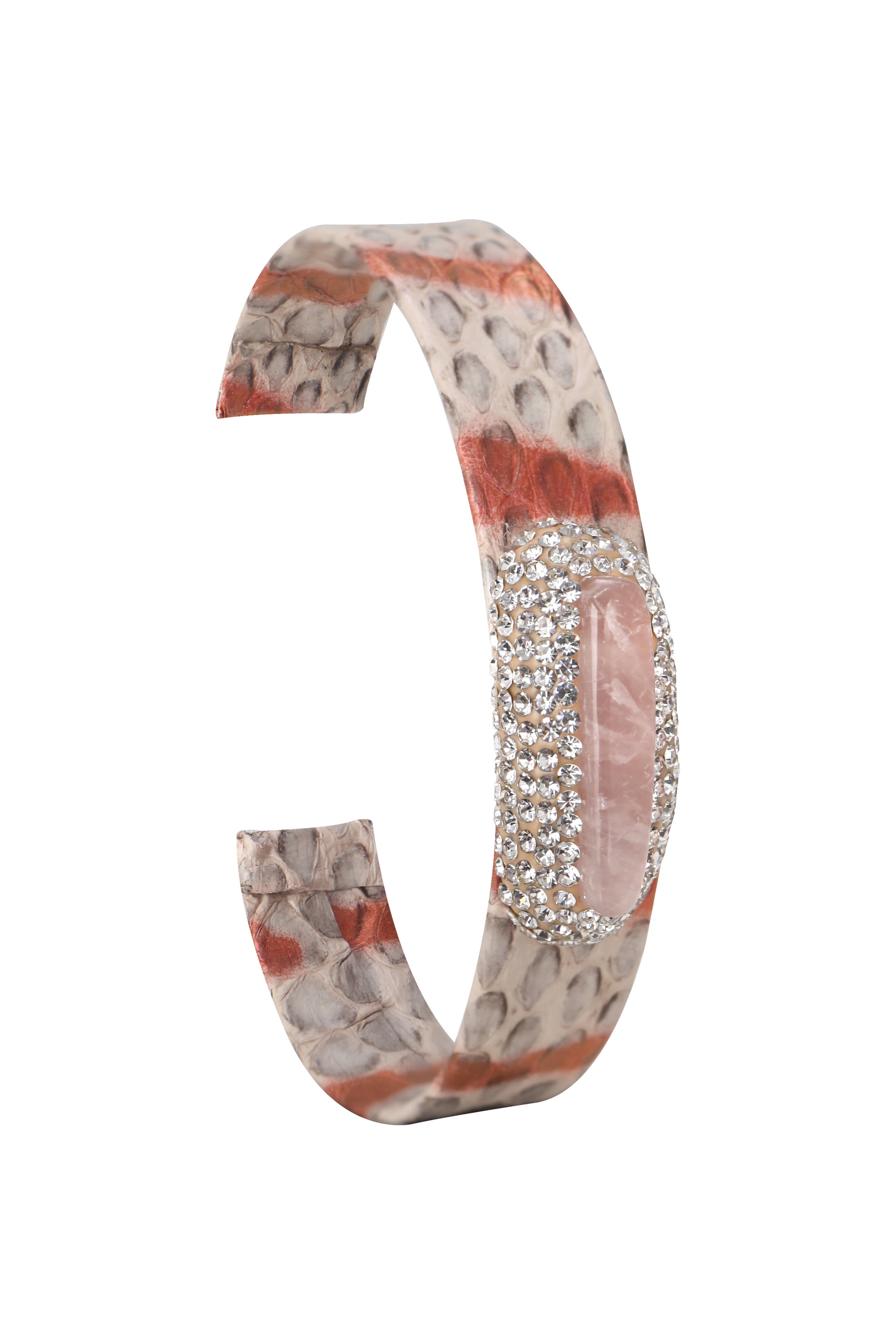 Rose Quartz Leather Cuff Bracelets B2542