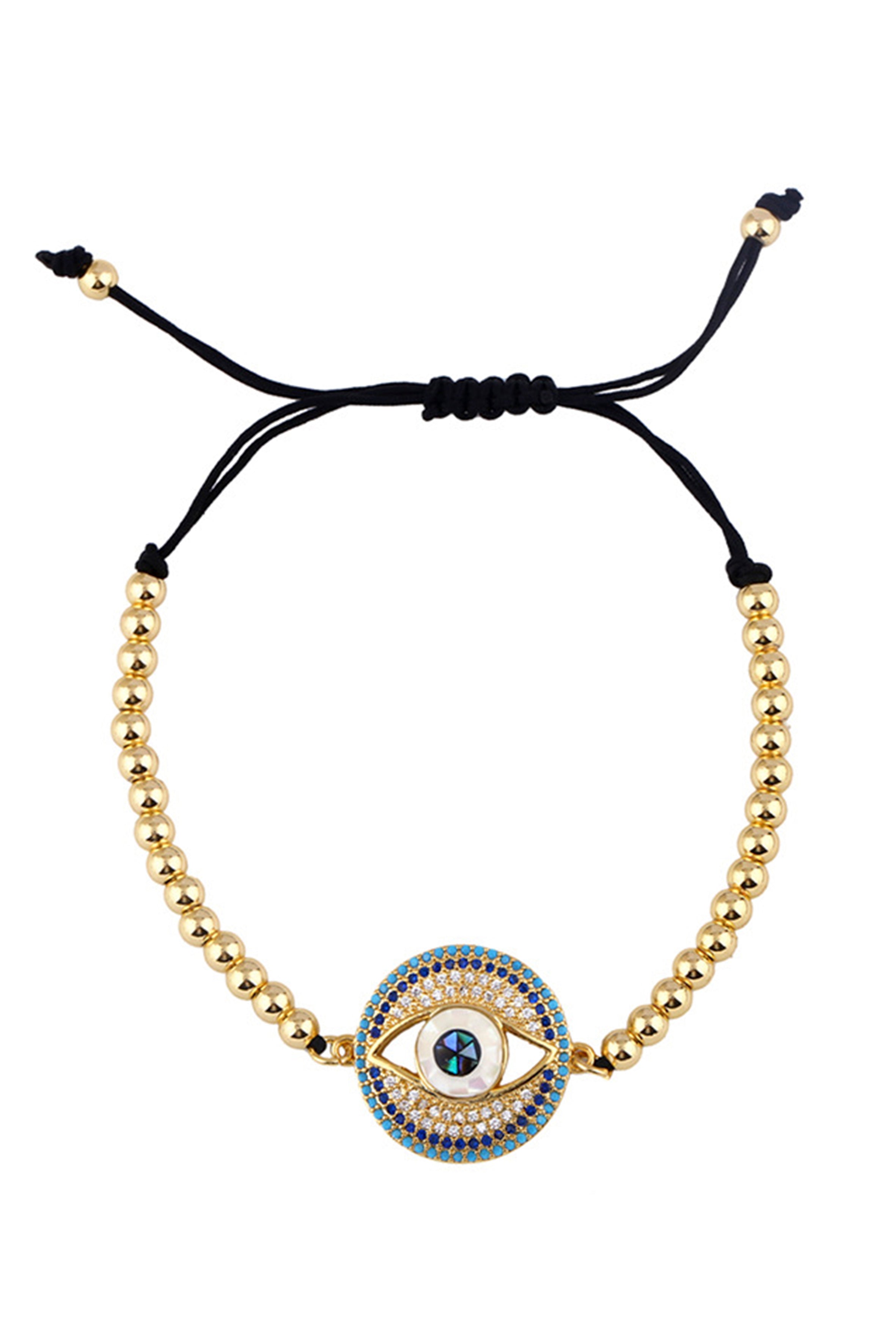 Pulseras de cadena de circonitas con forma de disco de mal de ojo B2660