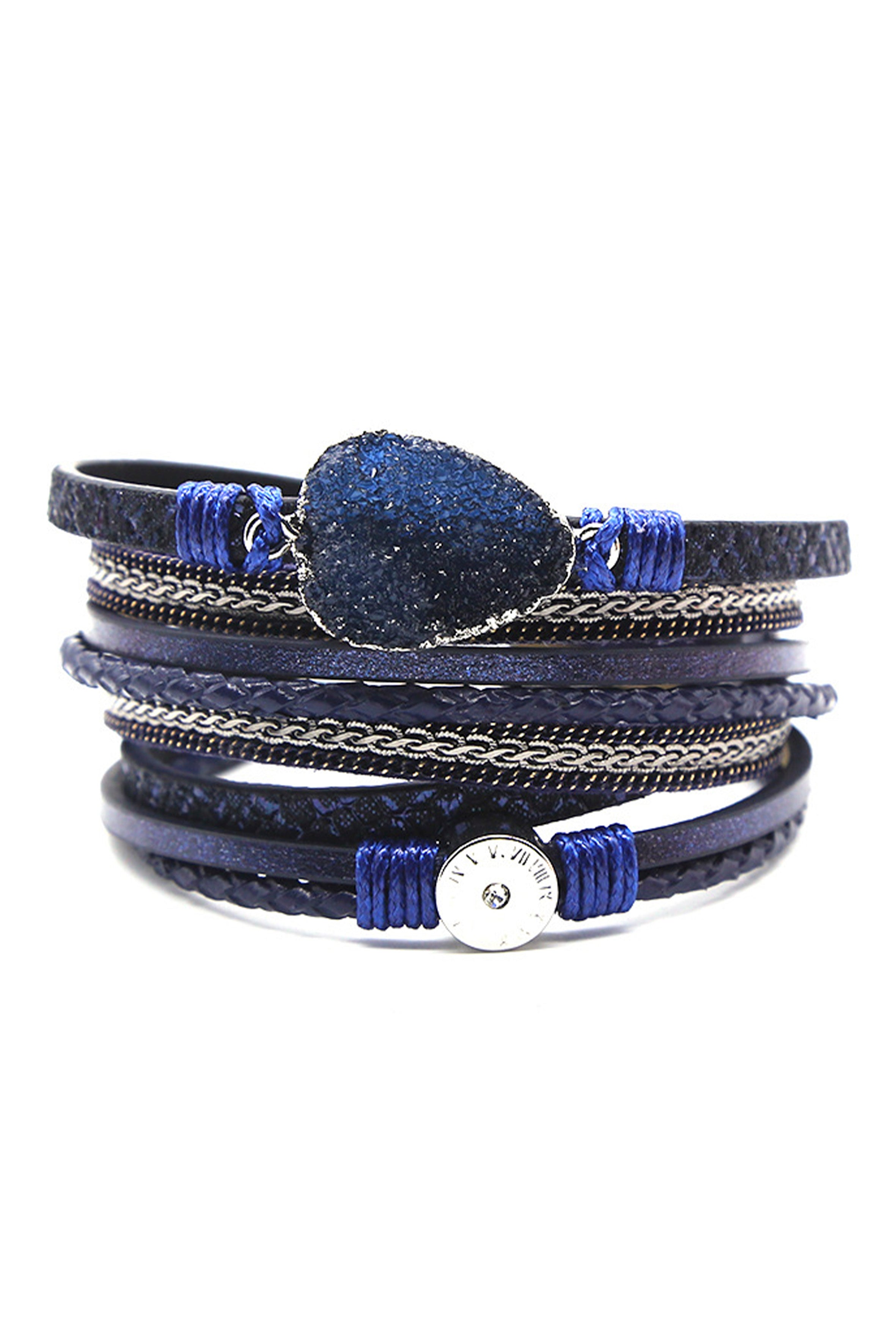 Pulseras magnéticas de cuero sintético con drusa B2694