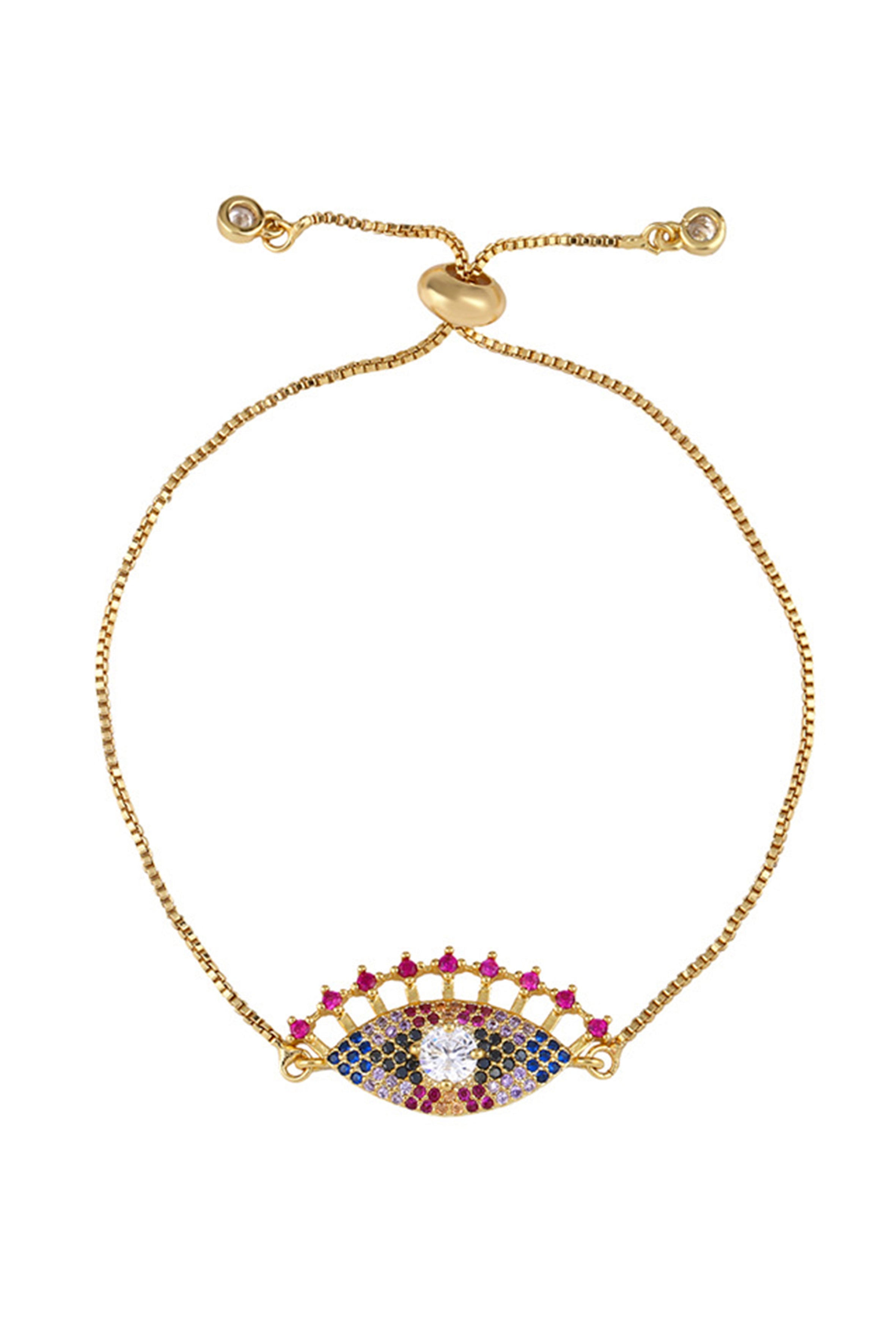 Pulseras de cadena de circonitas con ojo malvado B2743