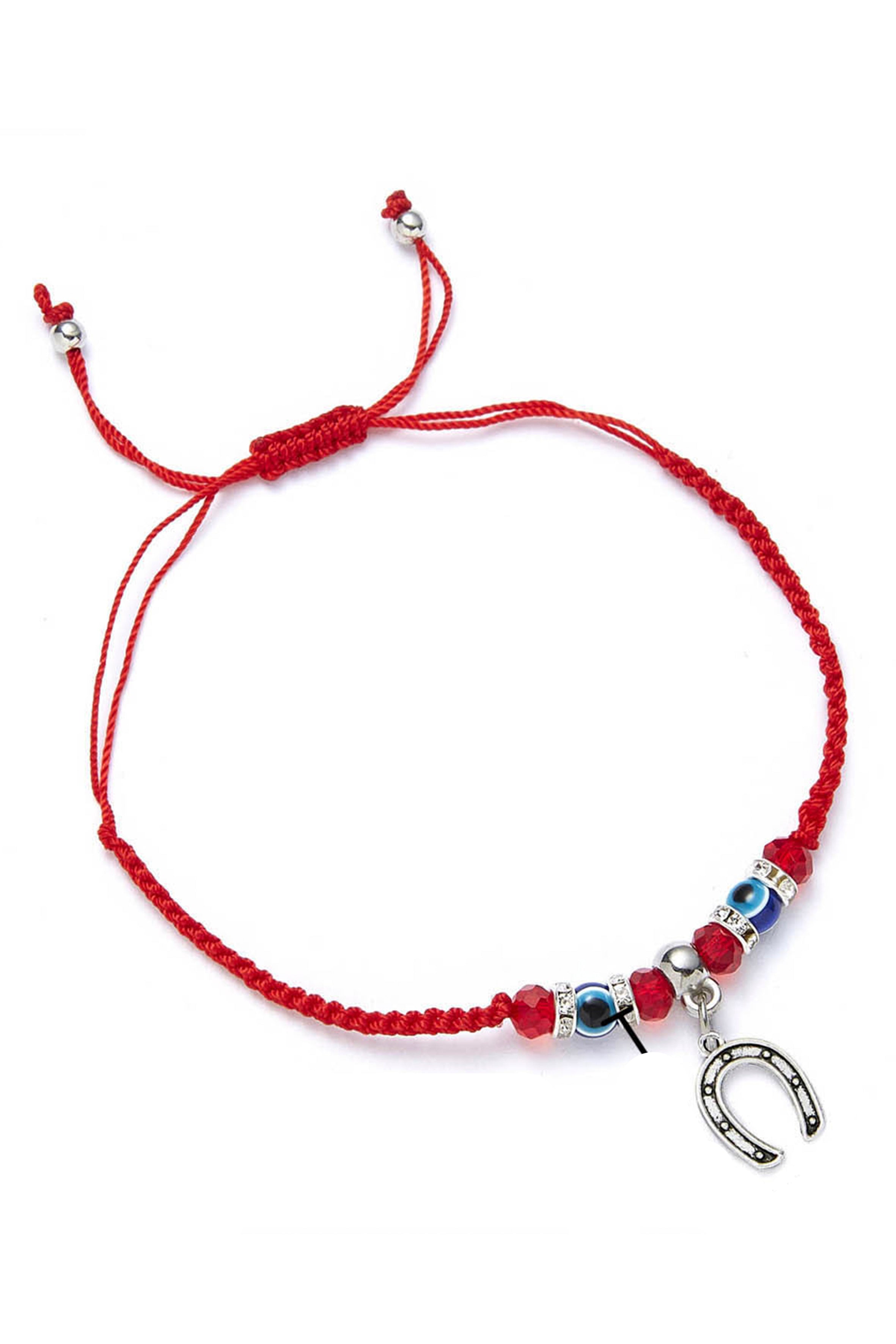 Pulsera trenzada con cuentas de ojo malvado de luna B2824